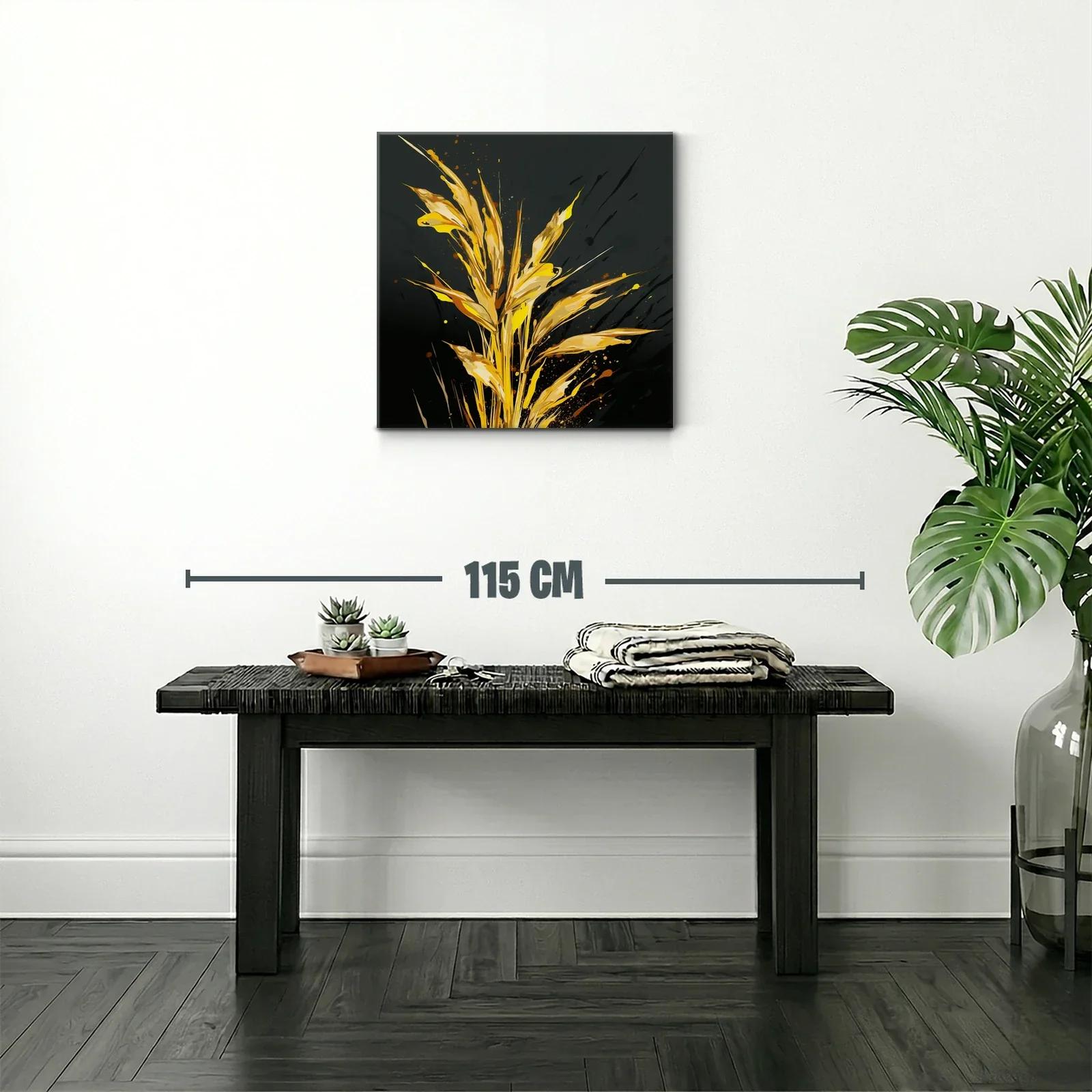 Cuadro con inspiración natural en tonos dorados y negros — miniatura 2