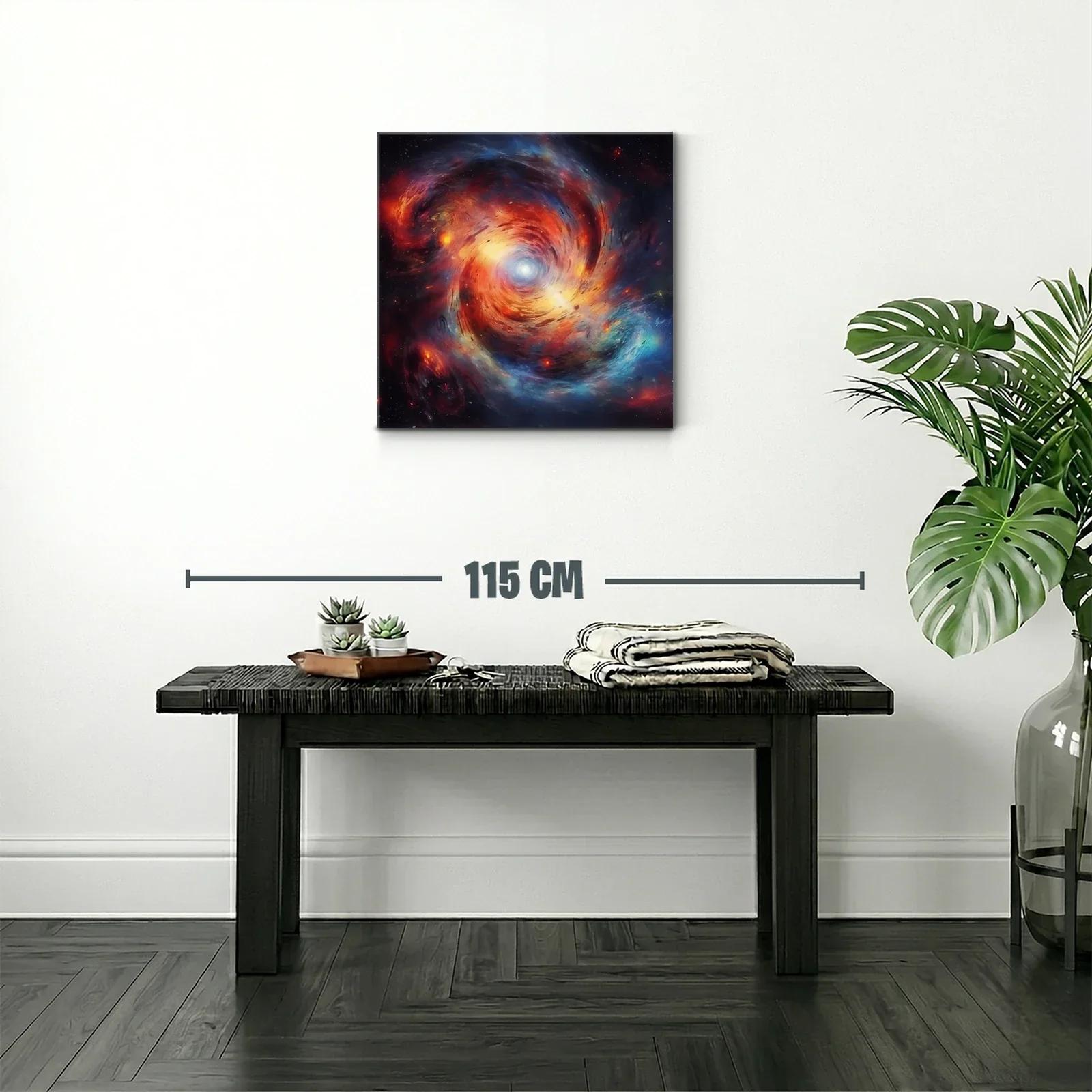 Cuadro abstracto de galaxia en vibrantes tonos cálidos y fríos — miniatura 2