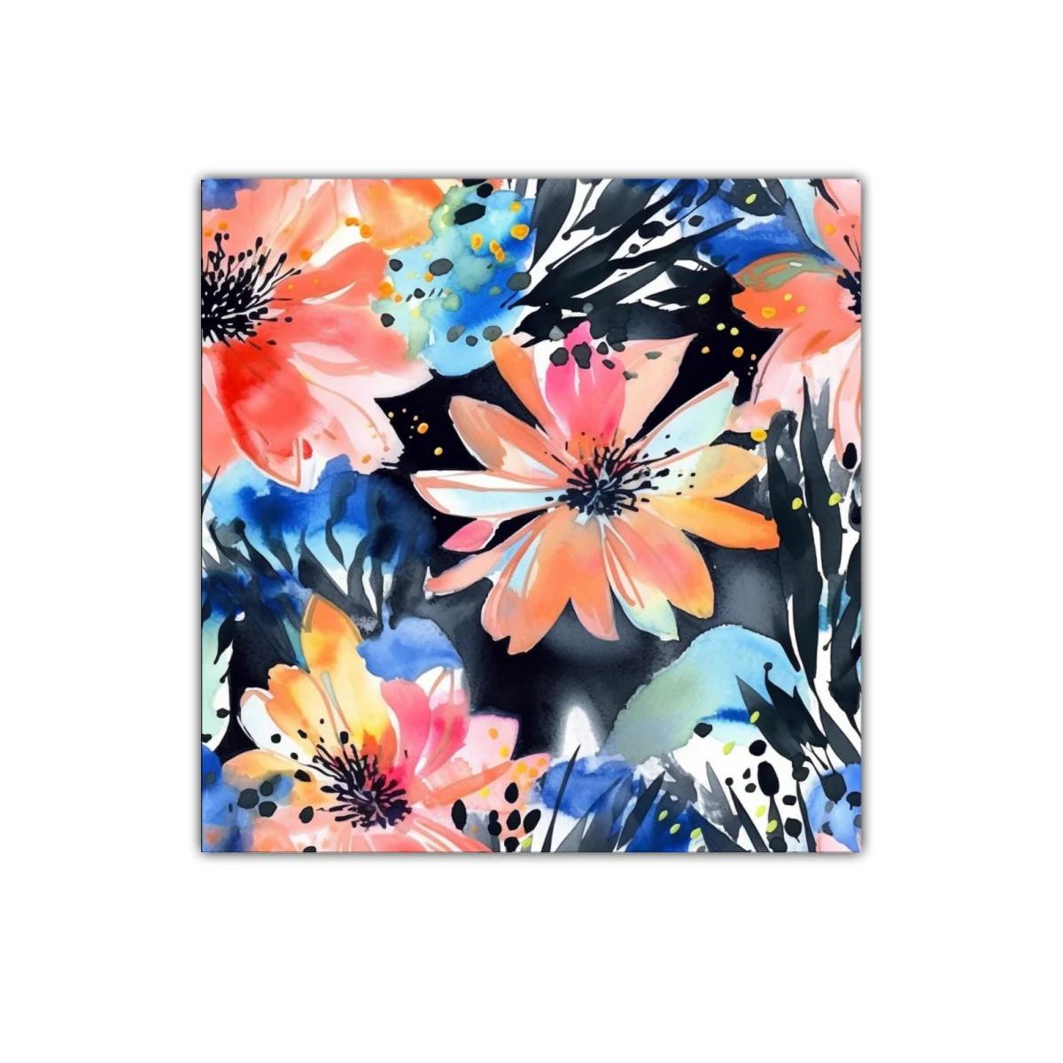 Cuadro floral vibrante con colores cálidos y fríos — imagen principal