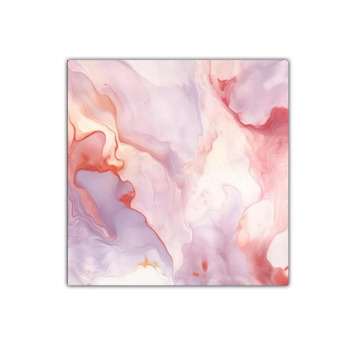 Cuadro abstracto con tonos suaves rosas y lilas