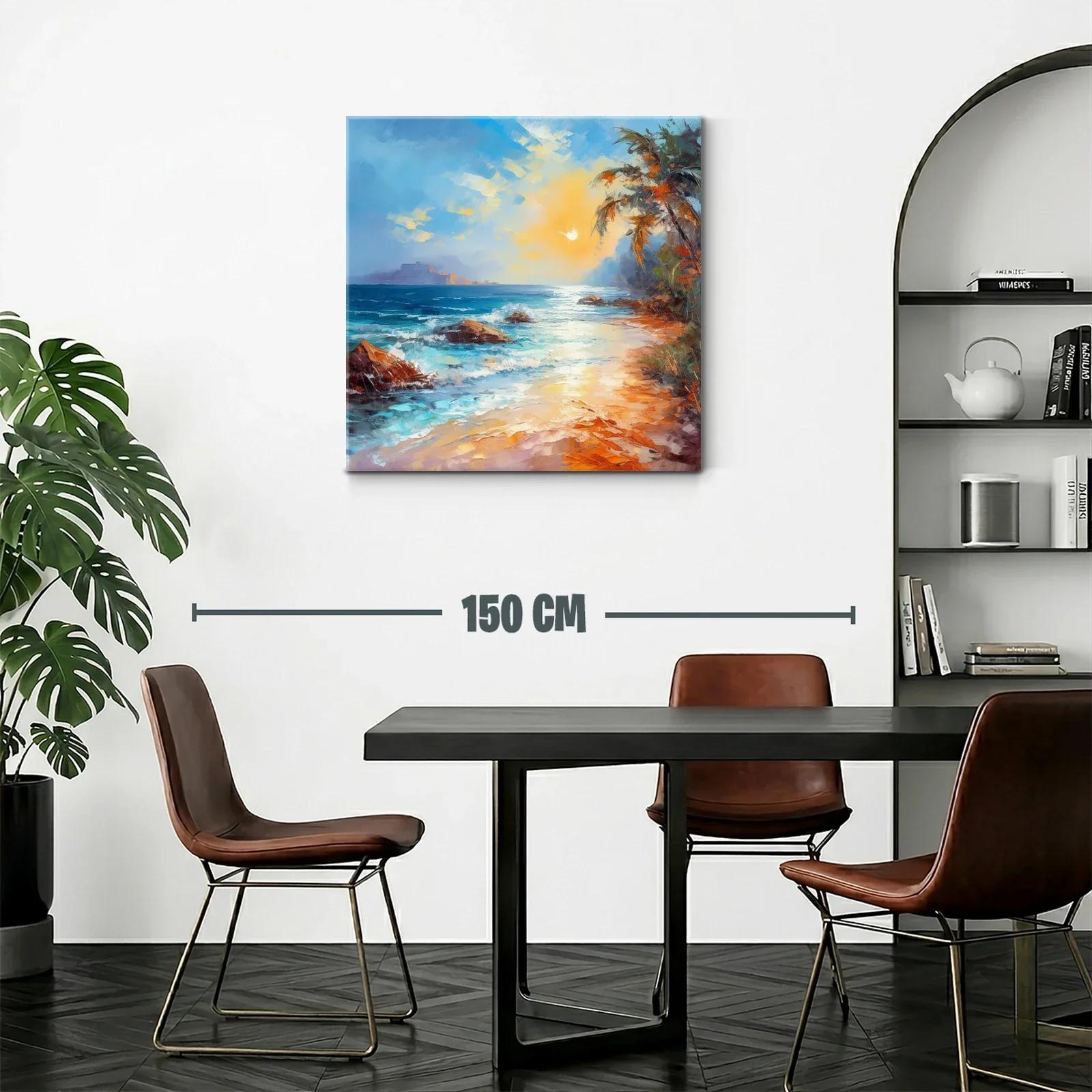 Atardecer brillante en costa tropical con palmeras — miniatura 2