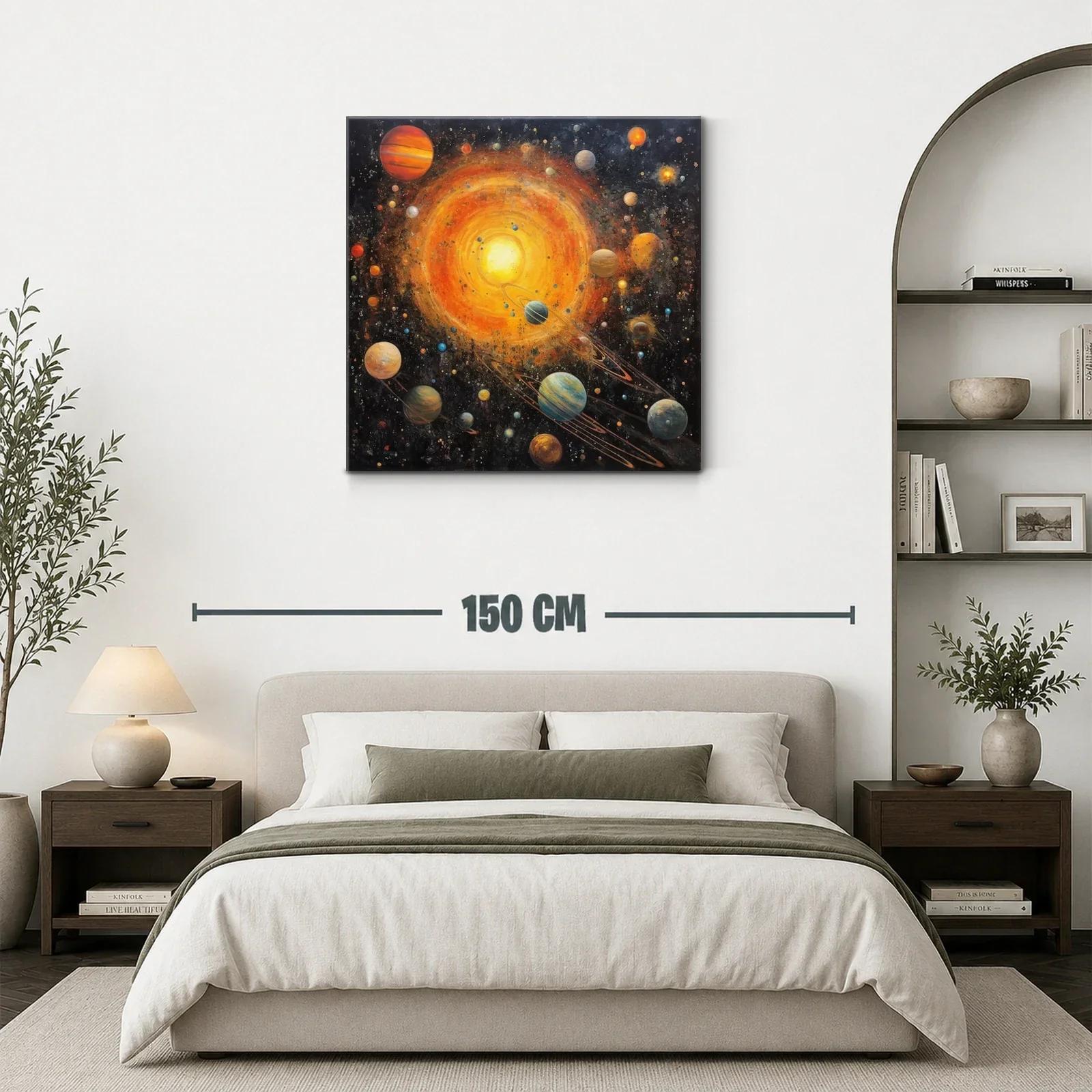 Cuadro Galaxia Vibrante con Planetas y Sol Radiante — miniatura 3