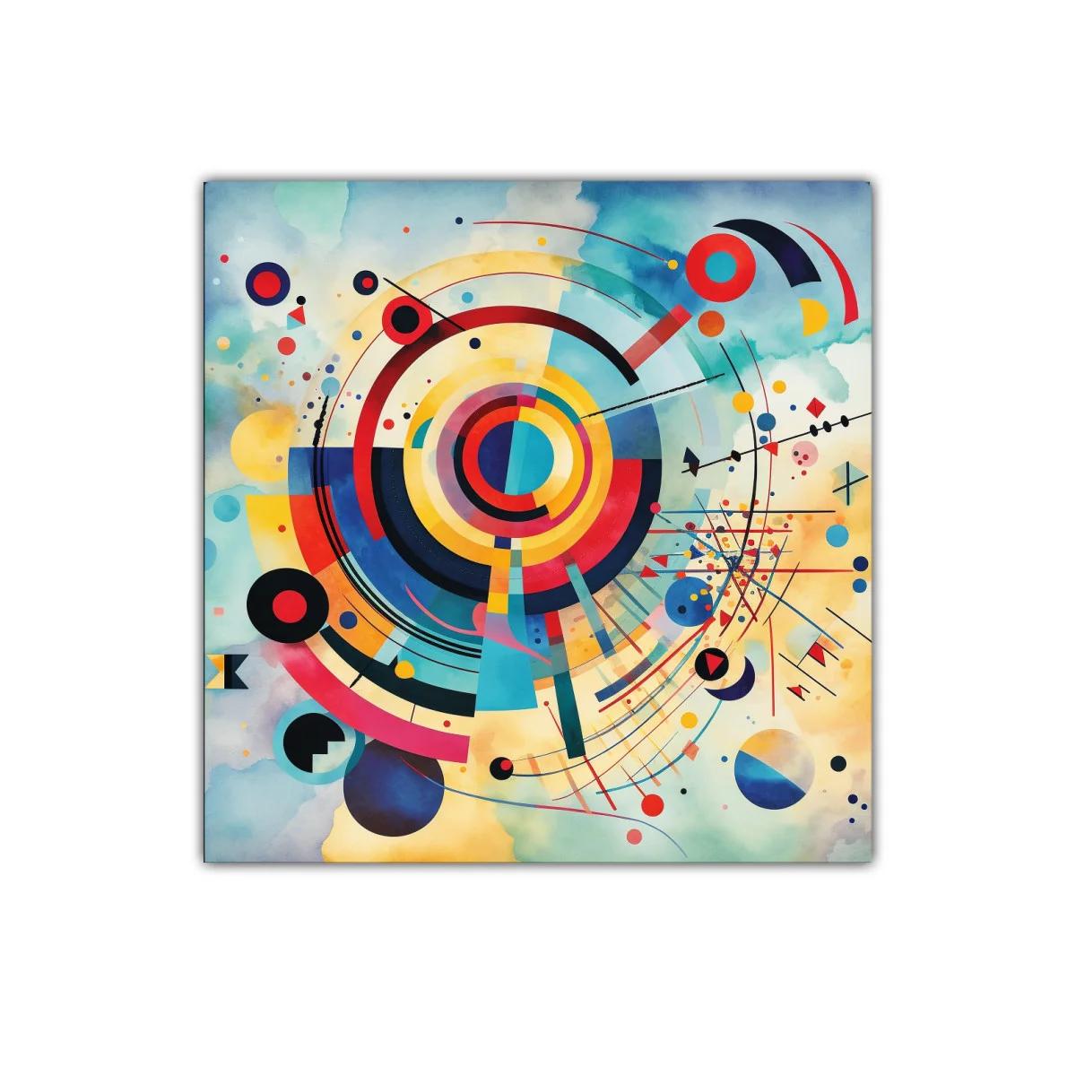 Composición abstracta con círculos y líneas dinámicas