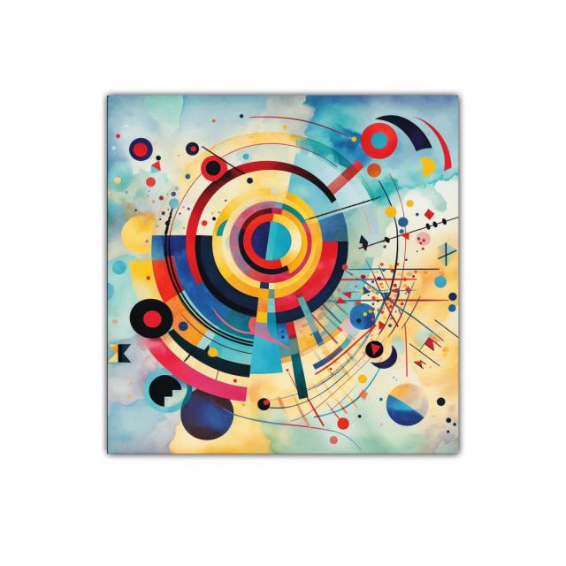 Composición abstracta con círculos y líneas dinámicas