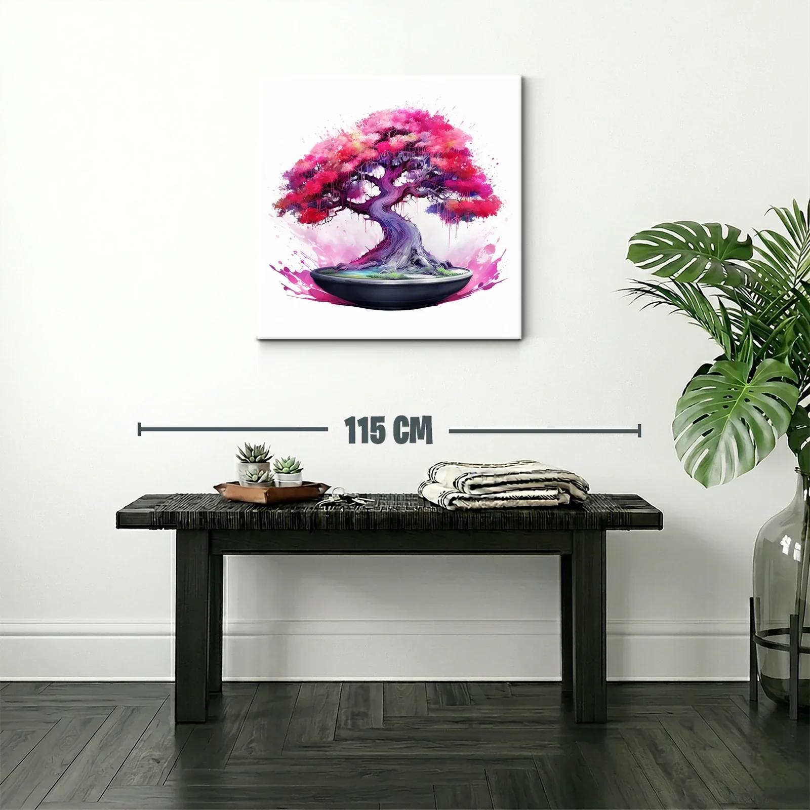 Arbol de bonsái fucsia y morado vibrante en maceta elegante — miniatura 2