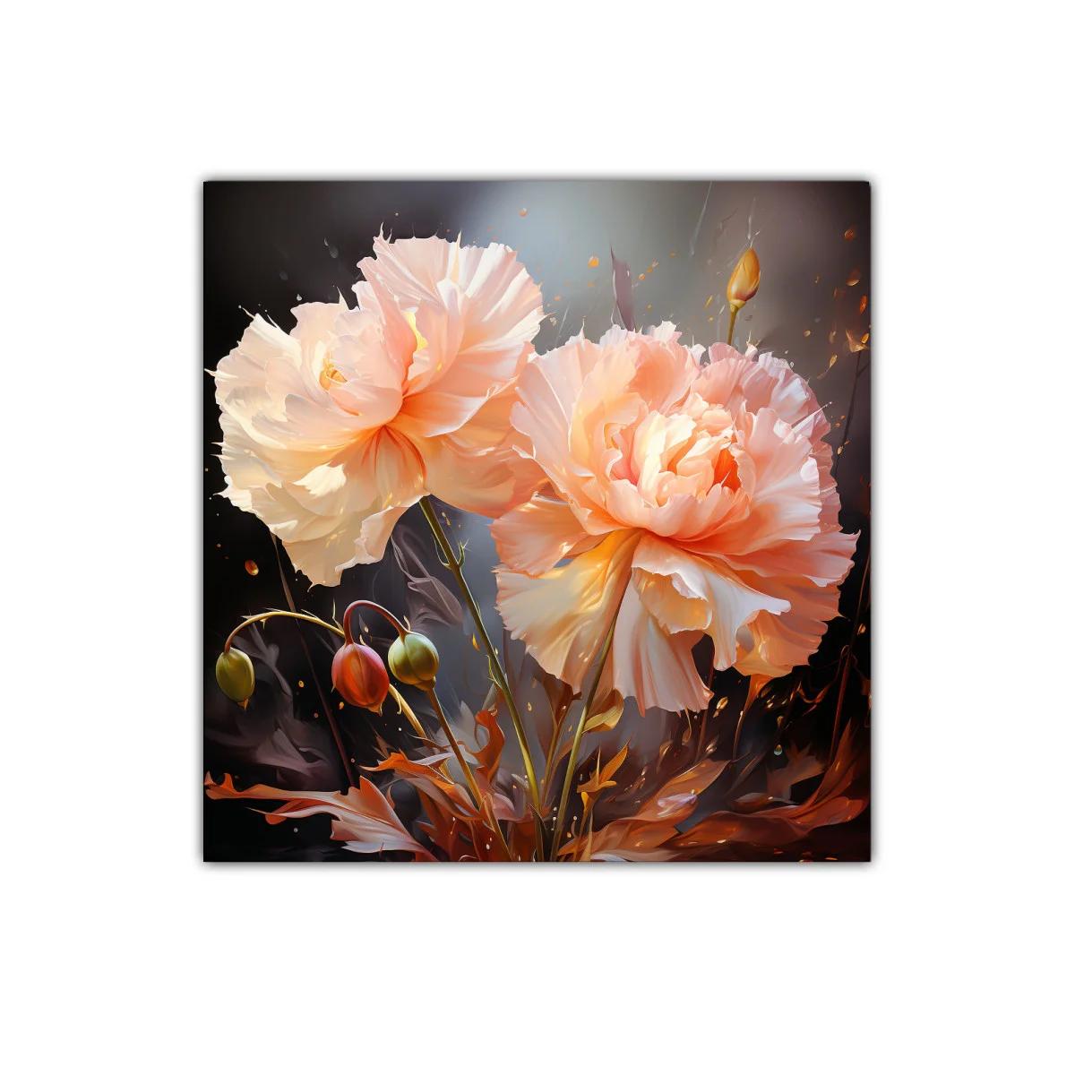 Cuadro floral con peonías delicadas y tonos cálidos — imagen principal