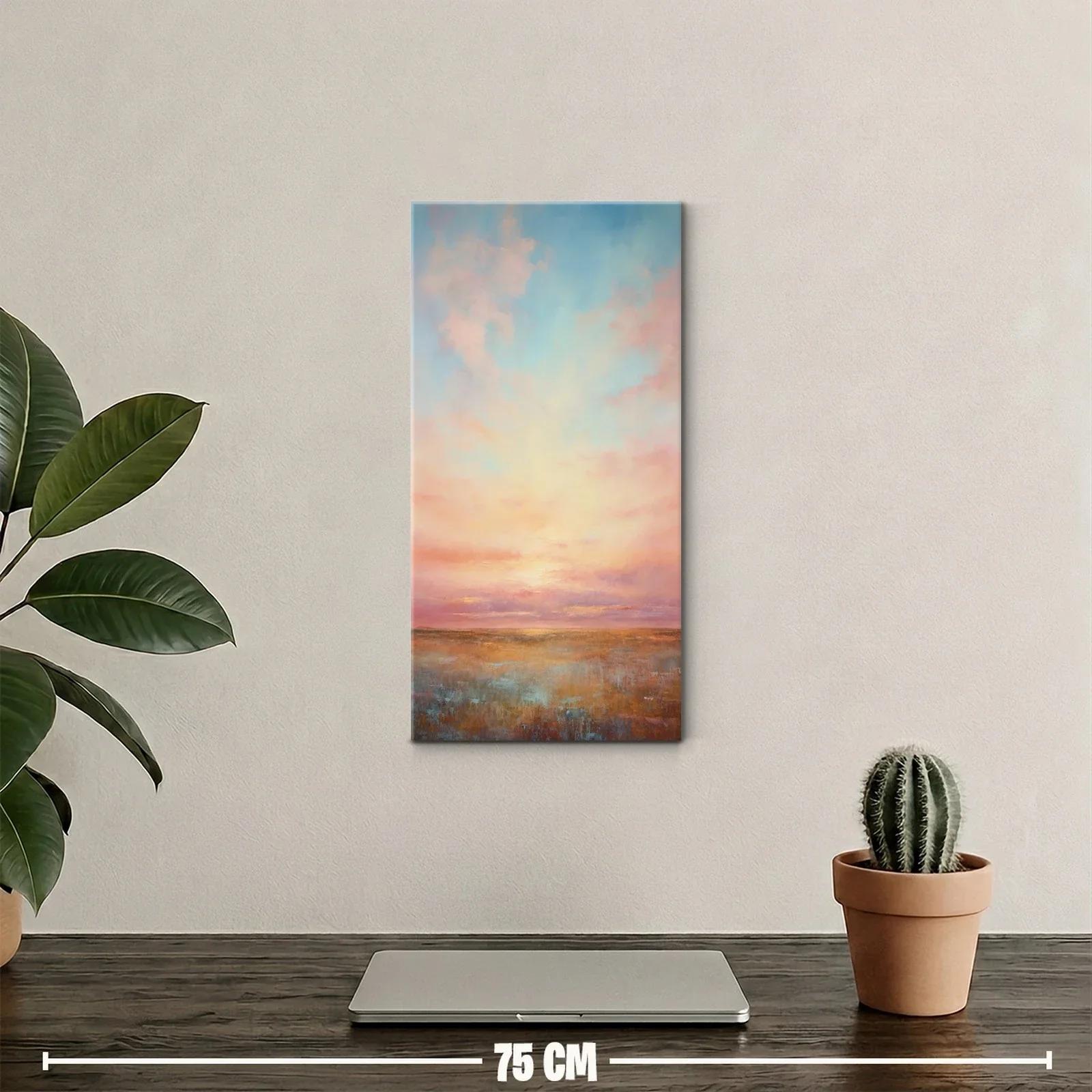 Cuadro atardecer sobre el mar con orilla terrosa — miniatura 2