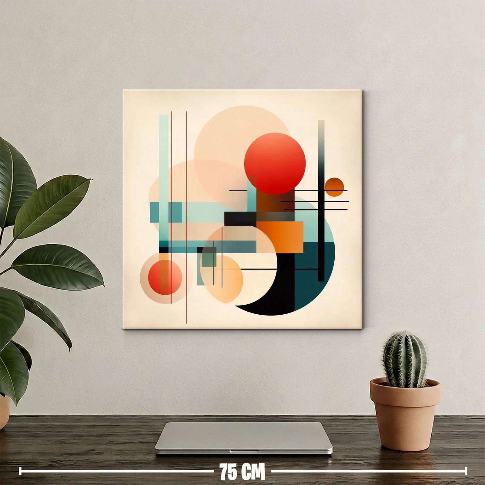 Cuadro abstracto con formas geométricas y paleta cálida — miniatura 2