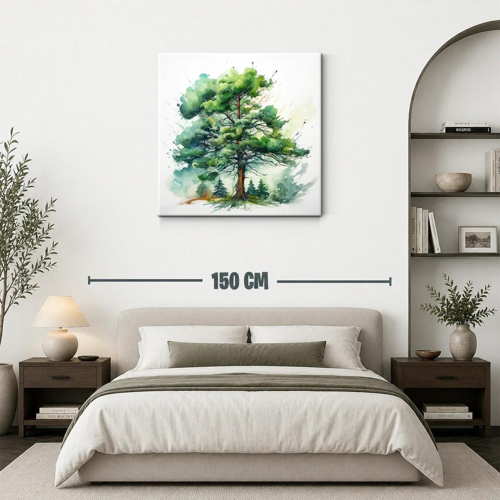 Elegante cuadro con árbol frondoso en tonos verdes vivos — miniatura 3
