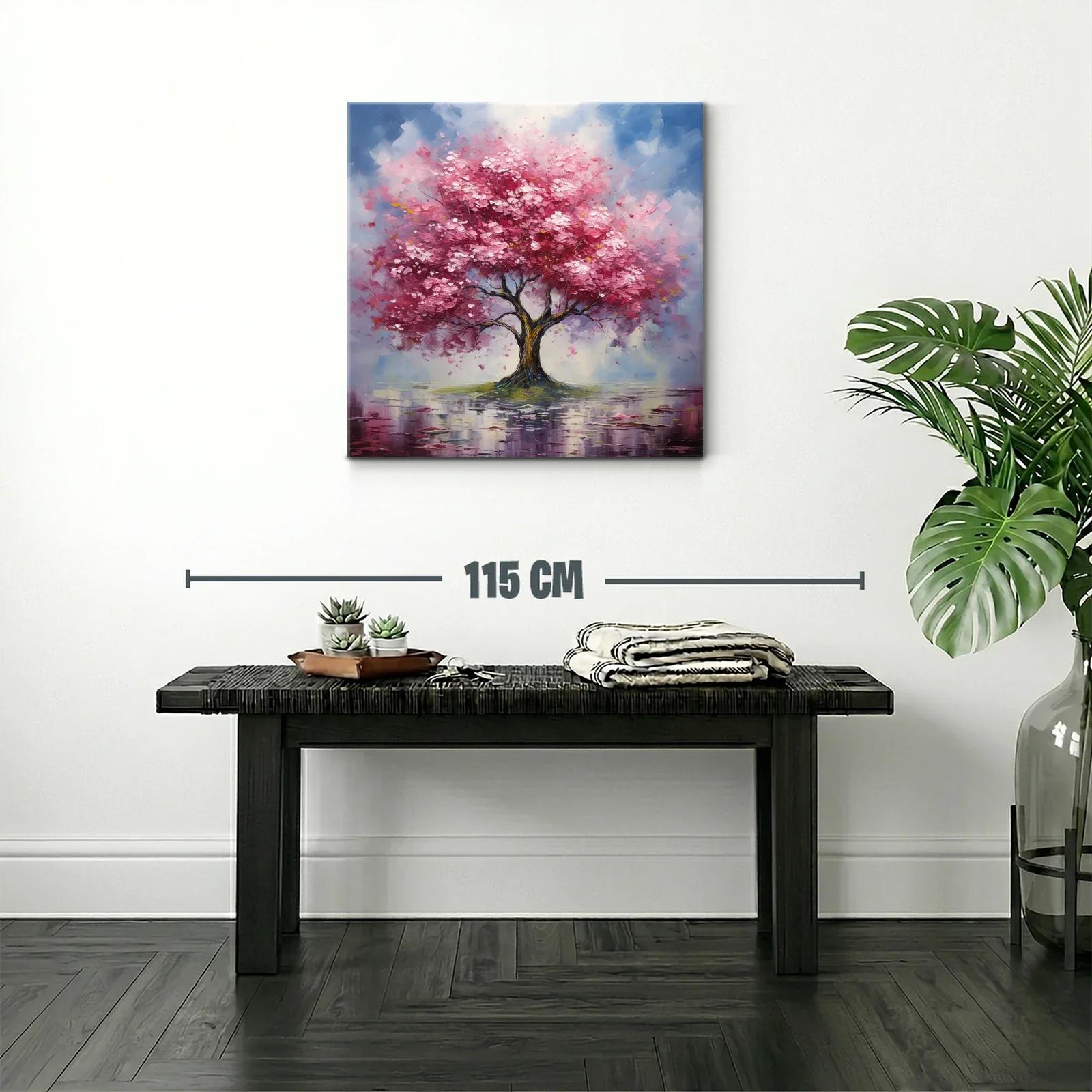 Árbol rosa en paisaje sereno con reflejos delicados — miniatura 2