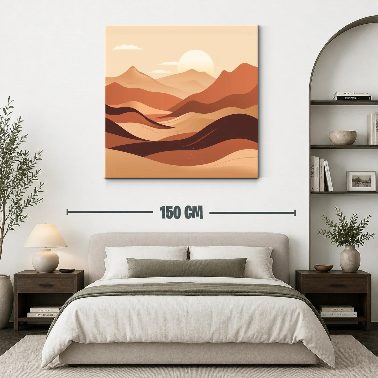 Paisaje abstracto con montañas en tonos cálidos y amanecer — miniatura 3