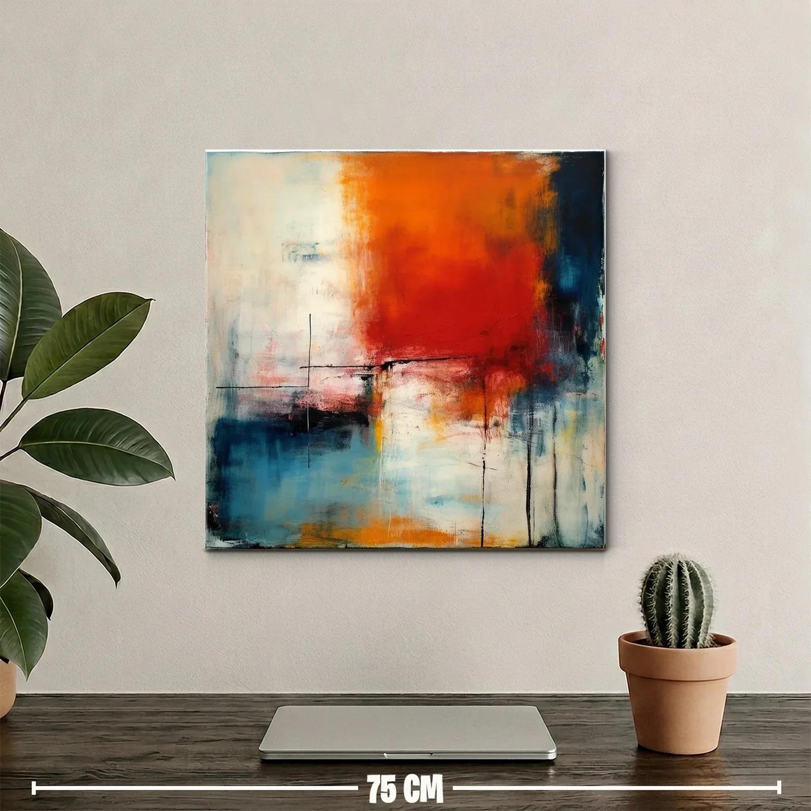 Cuadro abstracto con vibrantes tonos cálidos y fríos equilibrados — miniatura 2