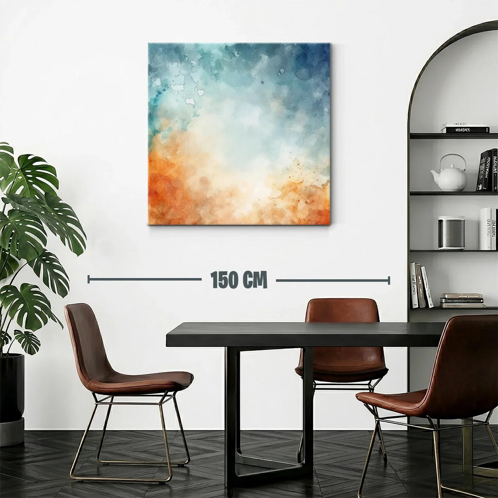Cuadro abstracto con tonos cálidos y fríos en armonía — miniatura 2