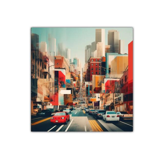 Ciudad vibrante con perspectiva urbana colorida y moderna