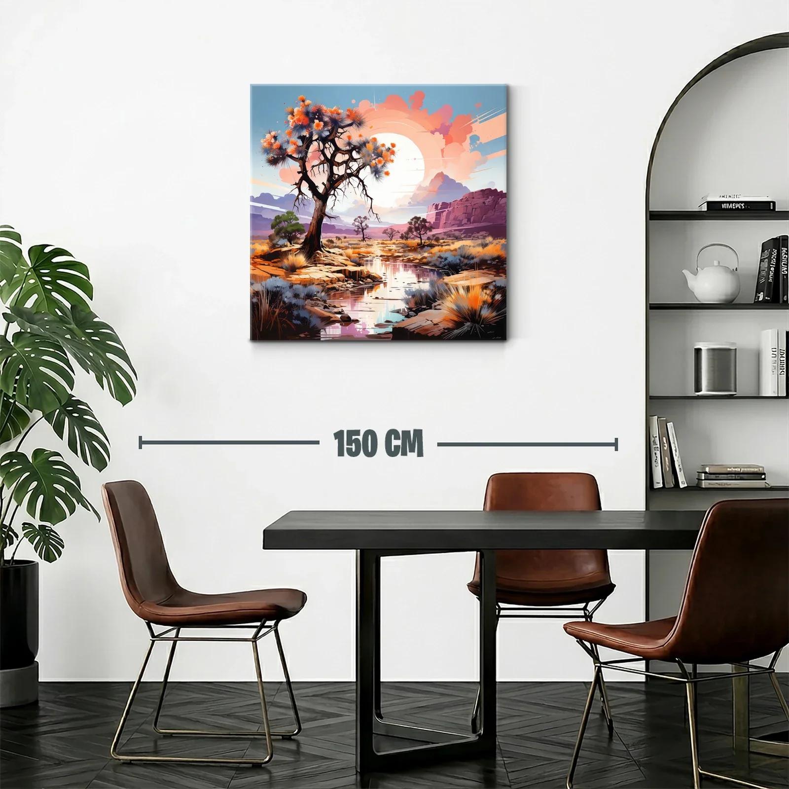 Paisaje desértico con árbol y reflejos al atardecer — miniatura 2