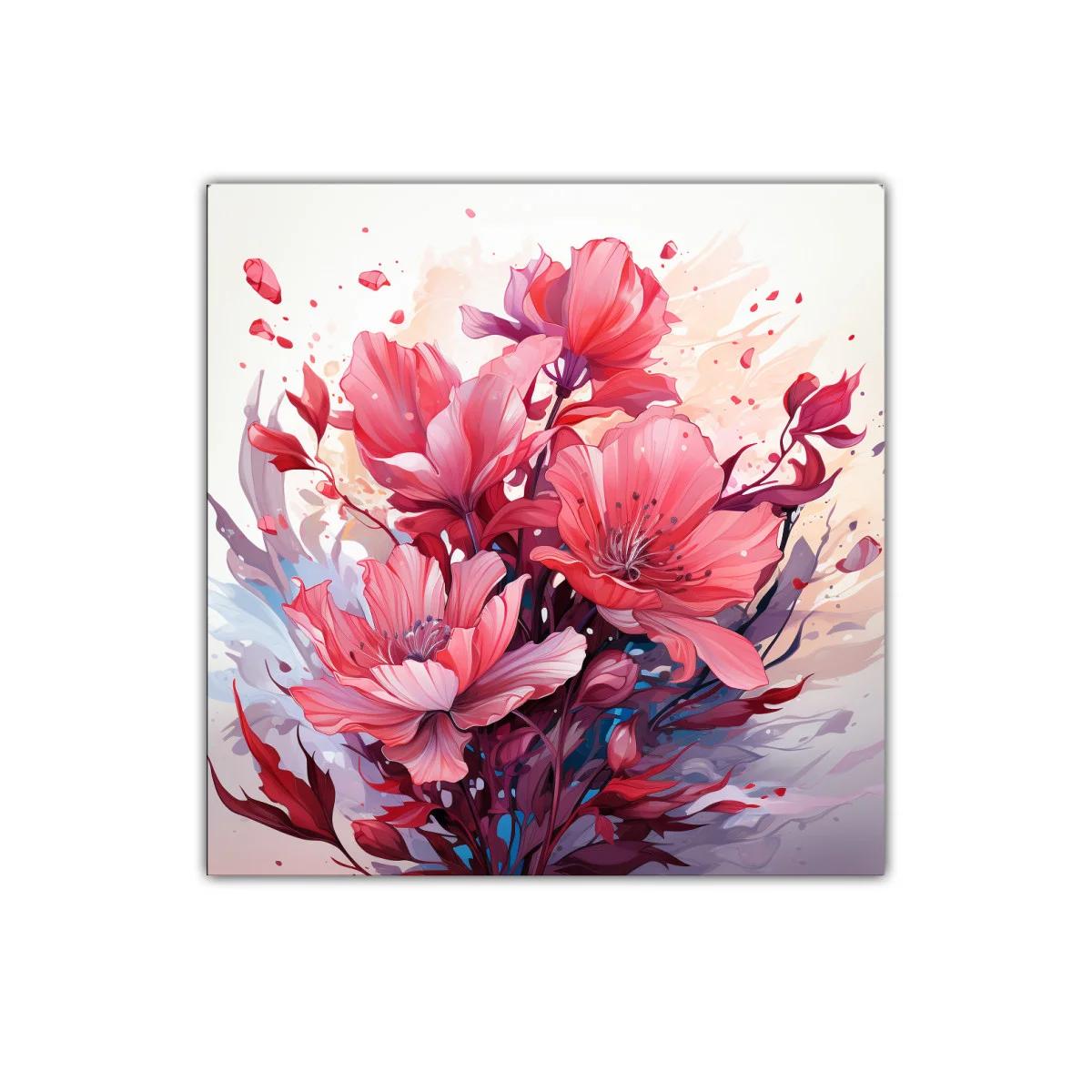 Cuadro decorativo con vibrante ramo de flores rosadas — imagen principal