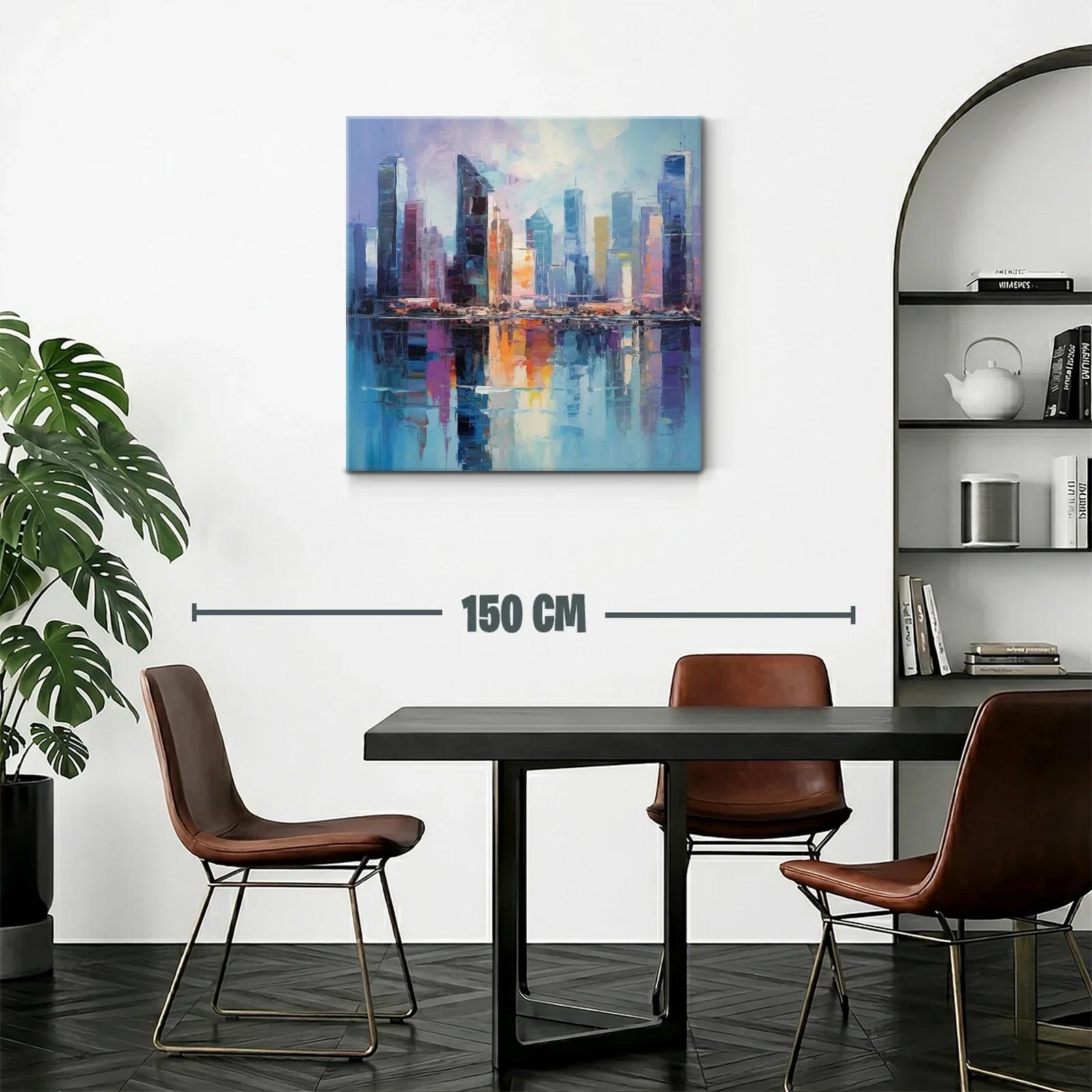 Paisaje urbano con reflejos vibrantes en la ciudad — miniatura 2