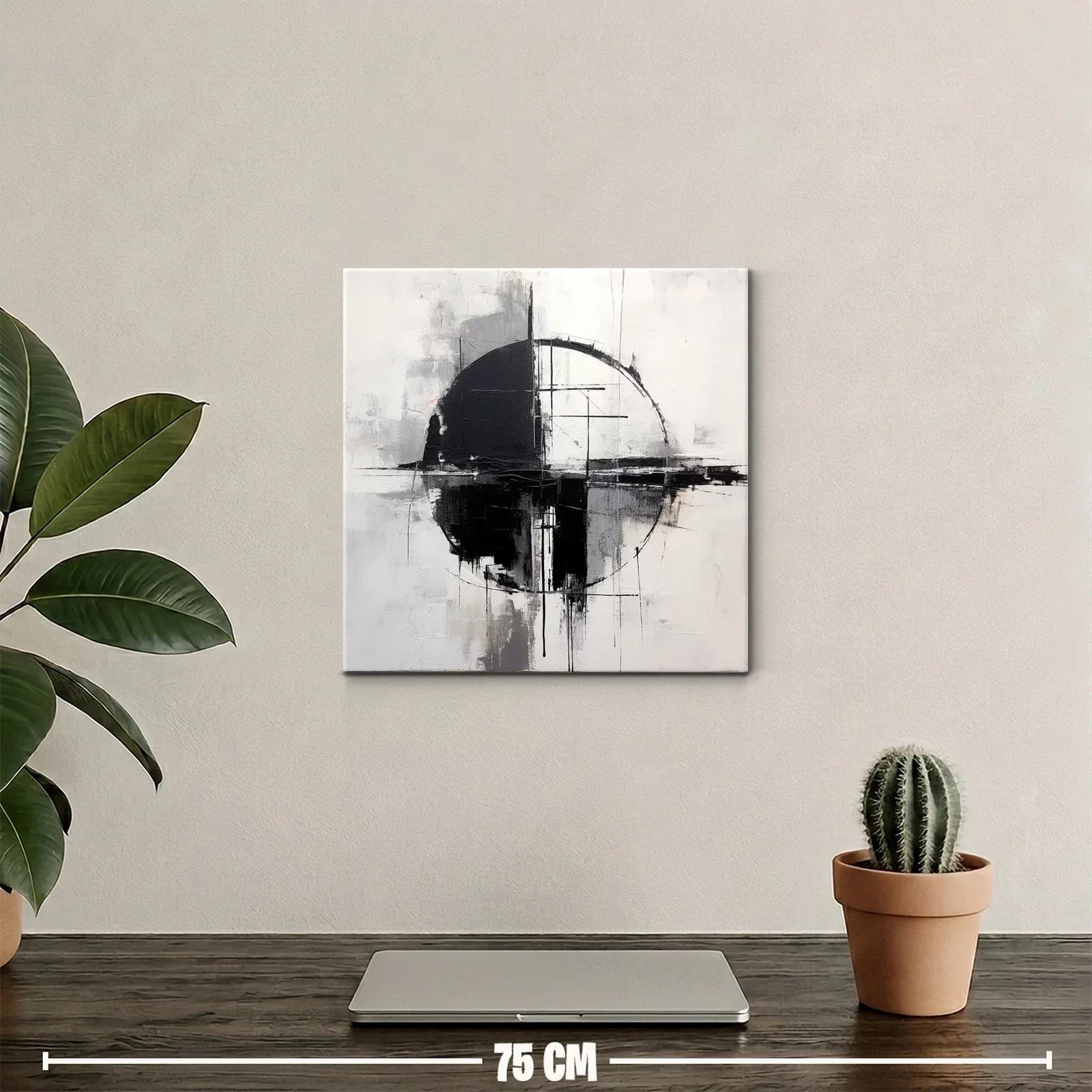 Arte Abstracto Geométrico en Blanco y Negro Equilibrado — miniatura 2