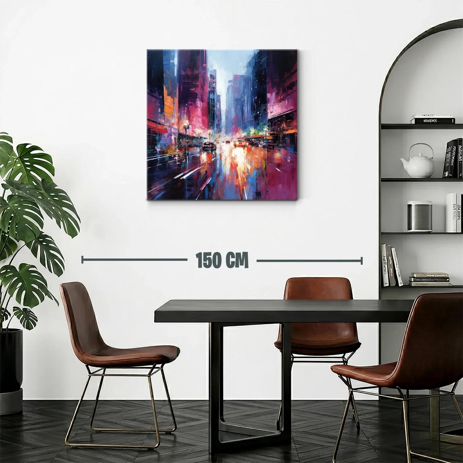 Ciudad vibrante al atardecer con reflejos intensos — miniatura 2