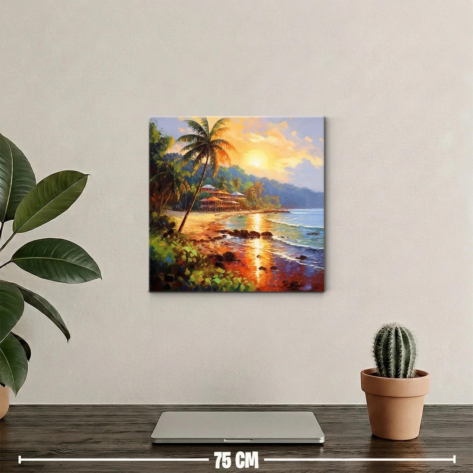 Atardecer tropical con palmeras y playa serena — miniatura 2