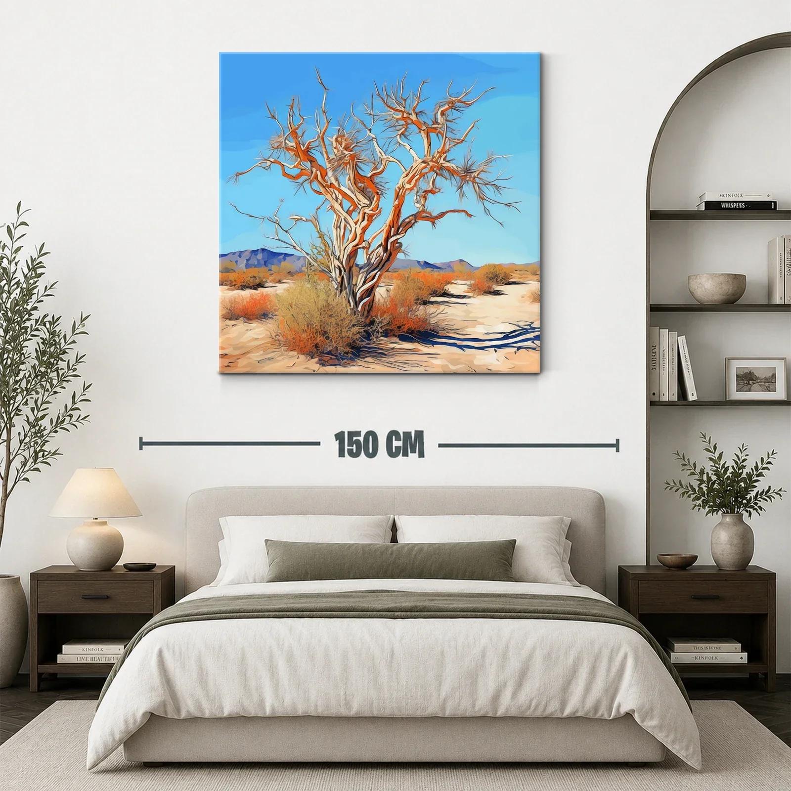 Árbol retorcido en paisaje desértico bajo cielo azul claro — miniatura 3