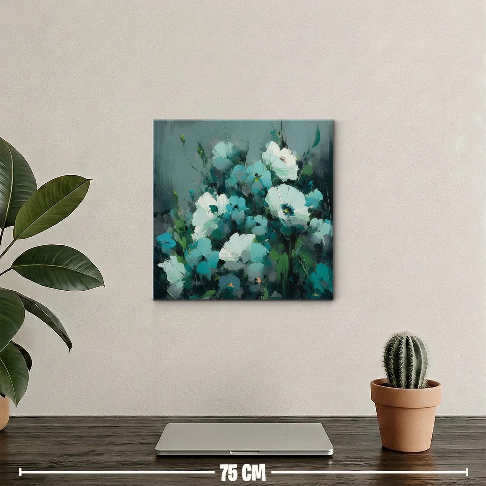 Flores blancas y turquesas con fondo gris azulado — miniatura 2