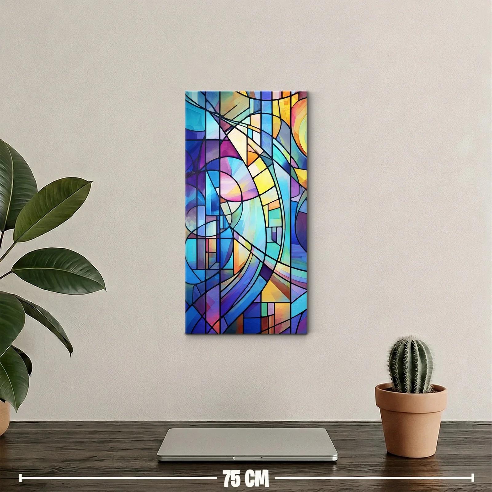 Cuadro abstracto geométrico con arcos y círculos de color — miniatura 2