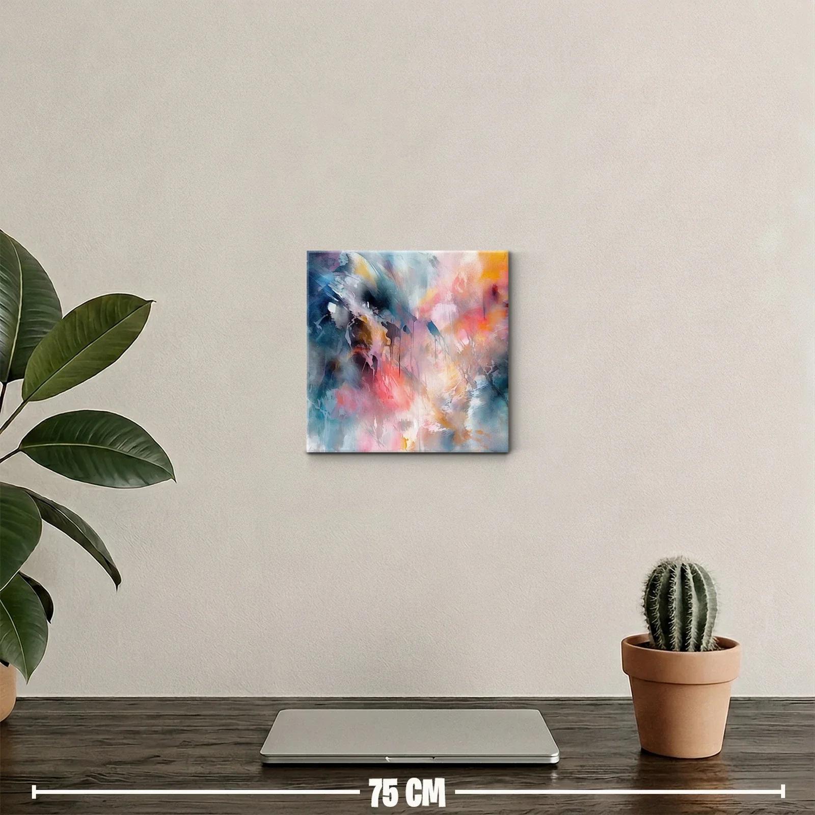 Cuadro abstracto con tonos cálidos y fríos vibrantes — miniatura 2