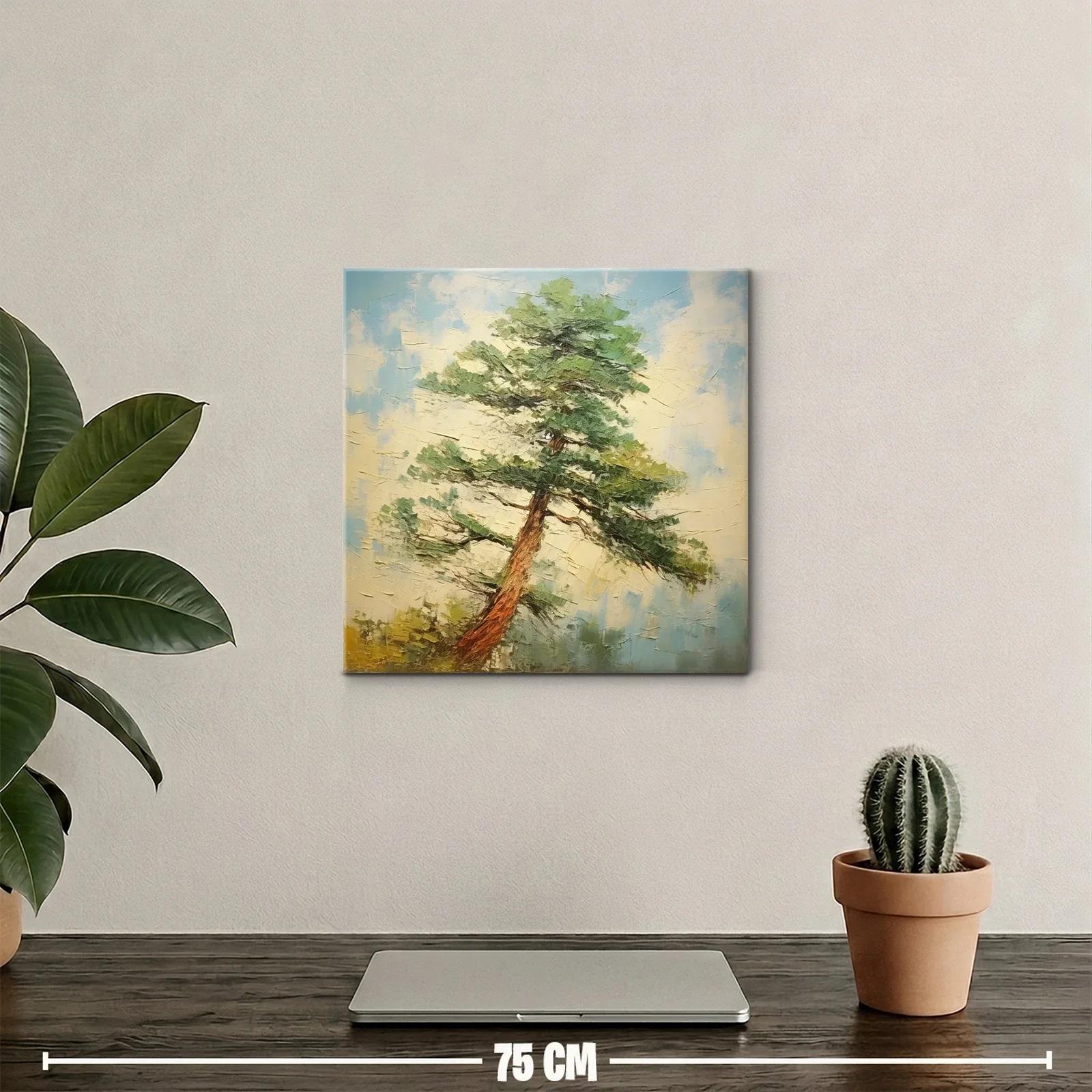 Cuadro de árbol solitario con cielo azul y tonos naturales — miniatura 2