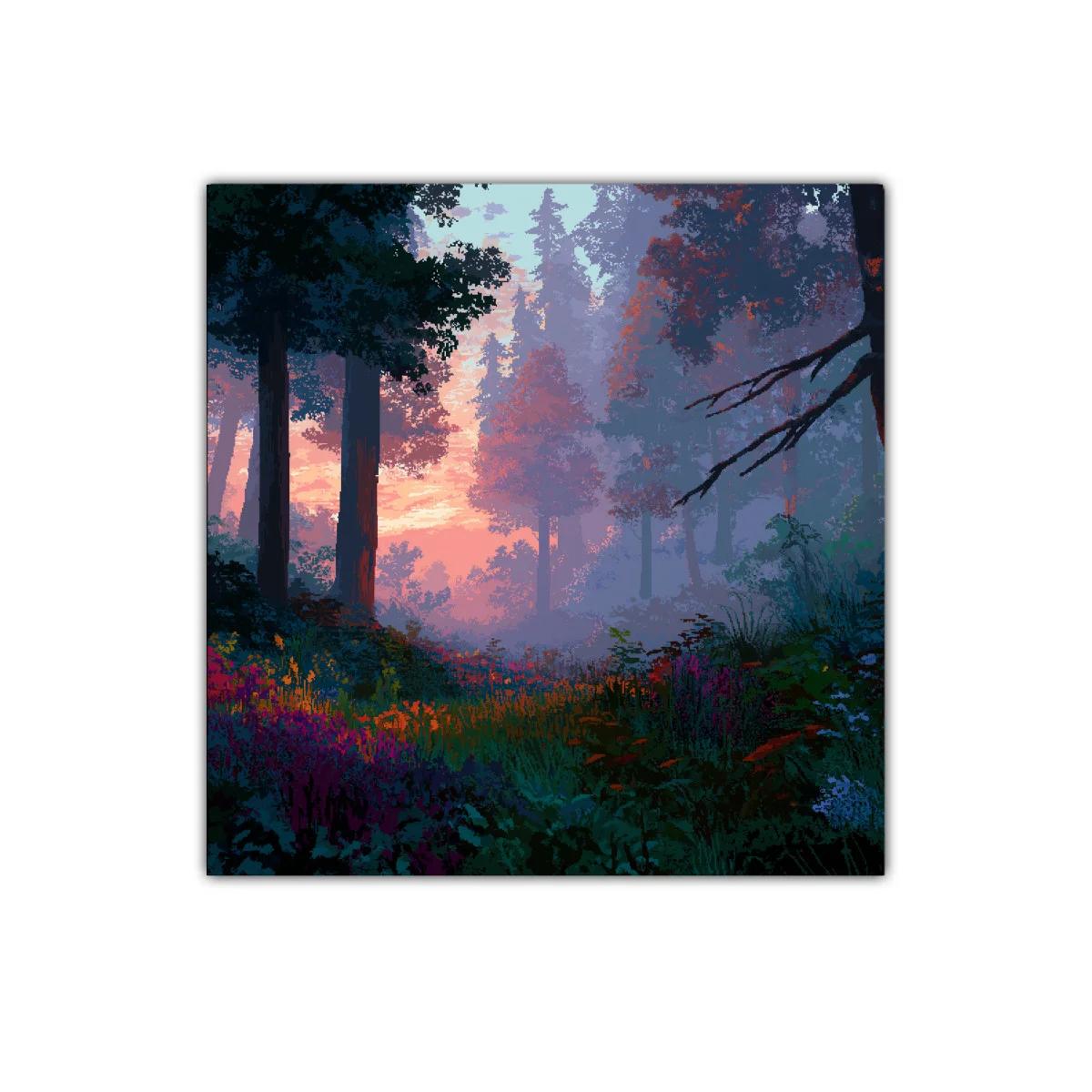 Atardecer Místico en Bosque de Colores Intensos — imagen principal