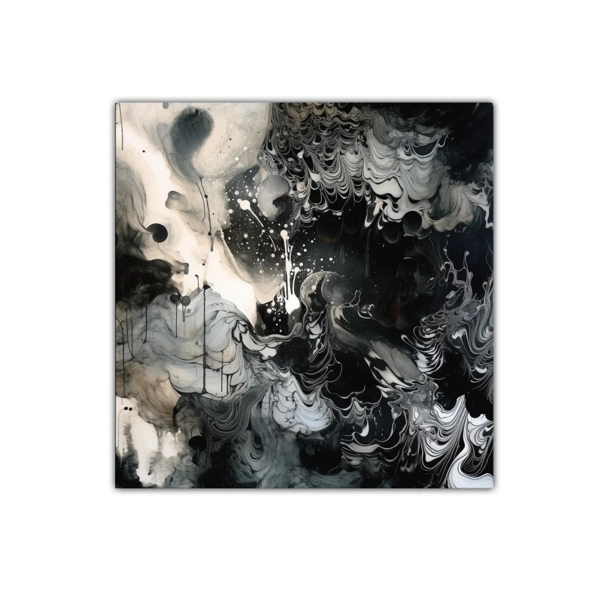 Cuadro decorativo en blanco negro con formas abstractas fluidas — imagen principal