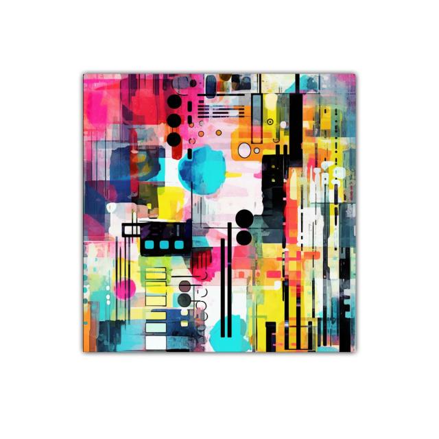 Cuadro abstracto con formas y colores vibrantes para decoración moderna