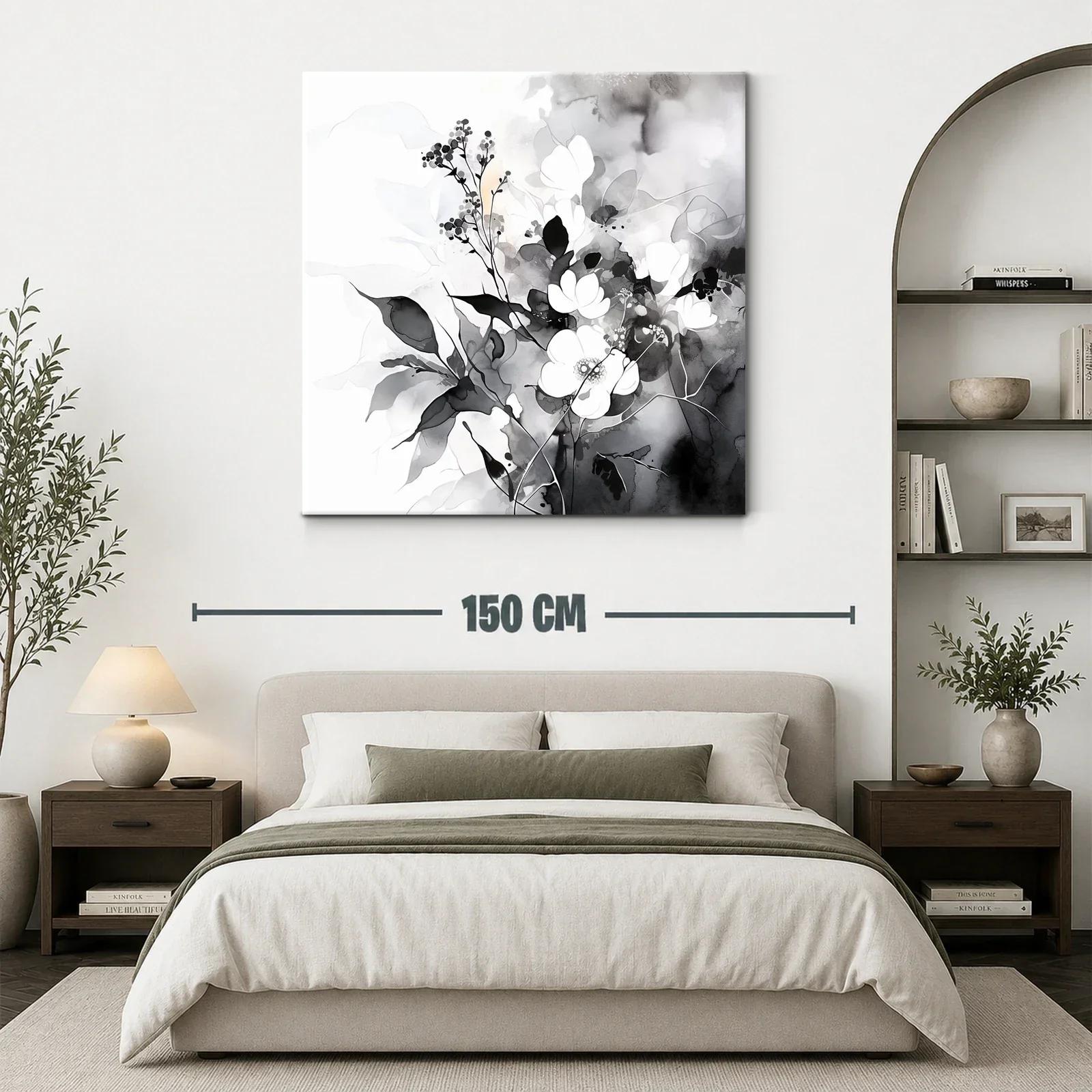 Arte floral en tonos suaves en blanco y negro — miniatura 3