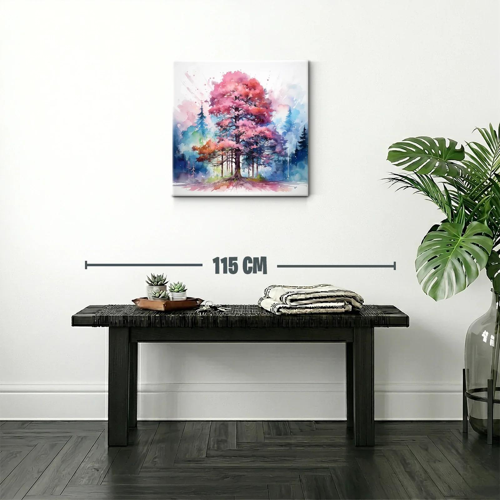 Árbol vibrante con tonos rosas y azules en entorno natural — miniatura 2