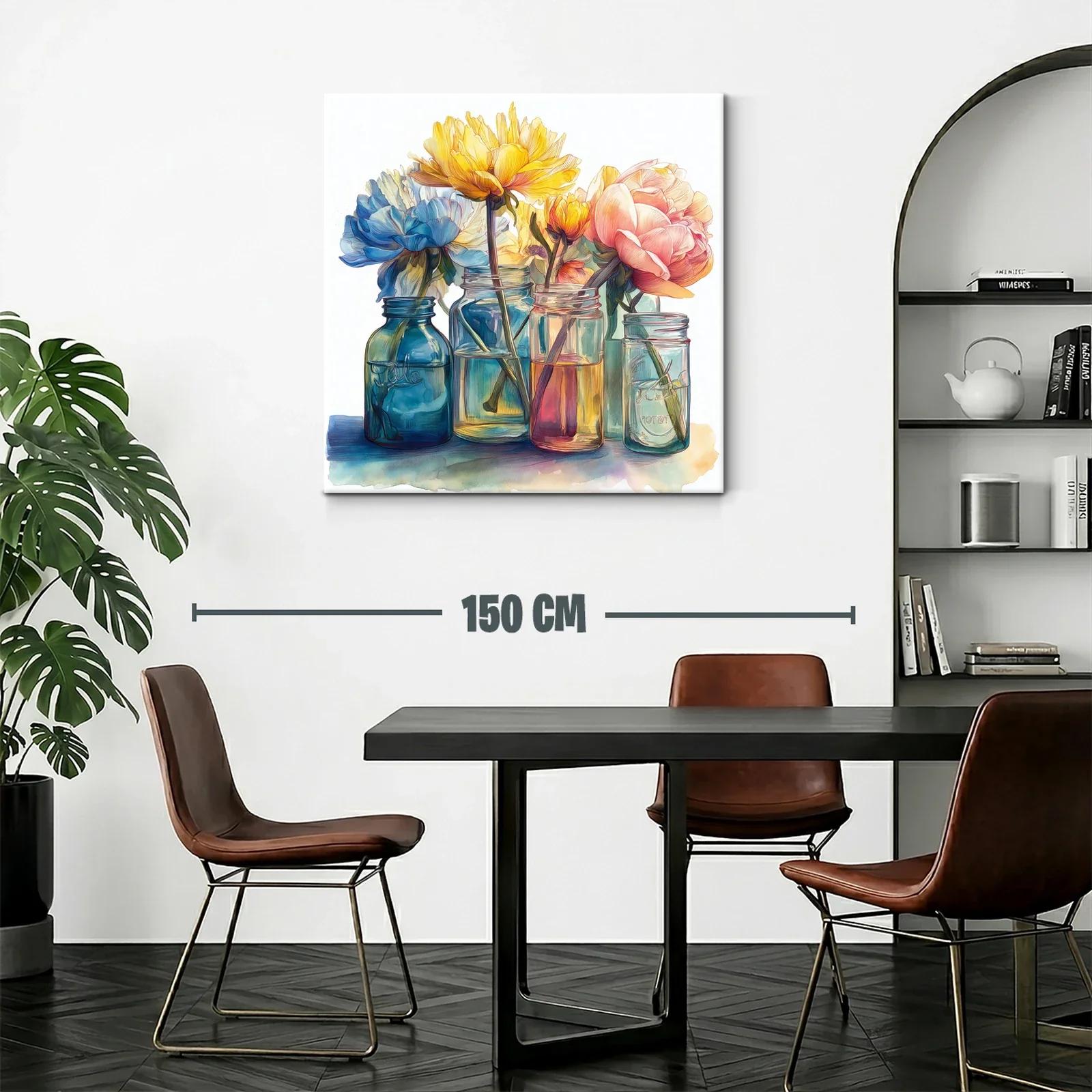 Cuadro floral en tonos suaves con jarrones de cristal — miniatura 2