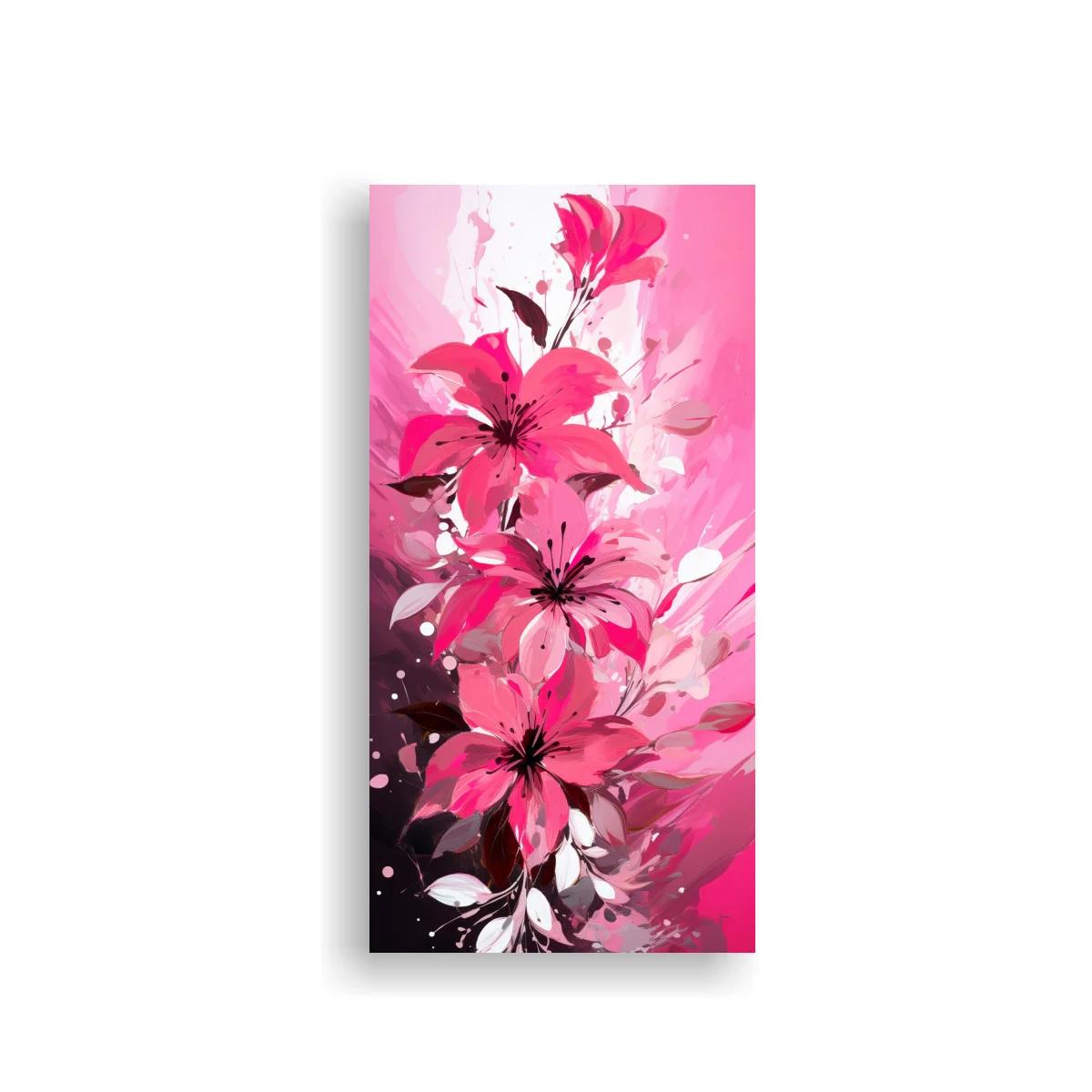Cuadro lirios rosados con fondo rosa luminoso — imagen principal