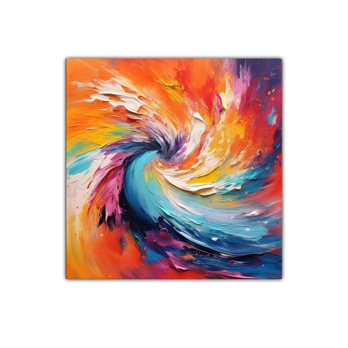 Cuadro abstracto con remolino en colores vibrantes y cálidos — imagen principal