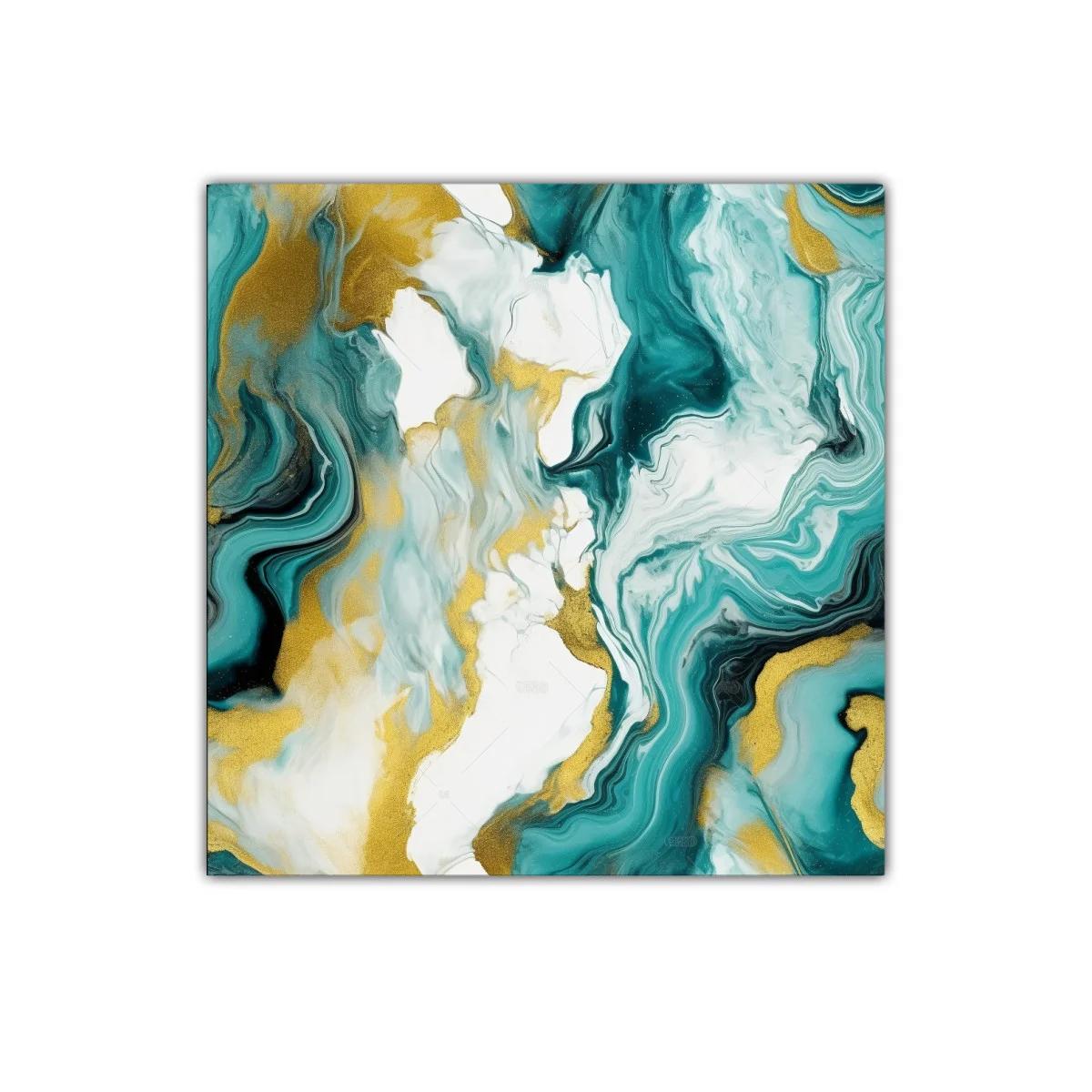 Cuadro decorativo en tonos verdes y dorados abstracto — imagen principal
