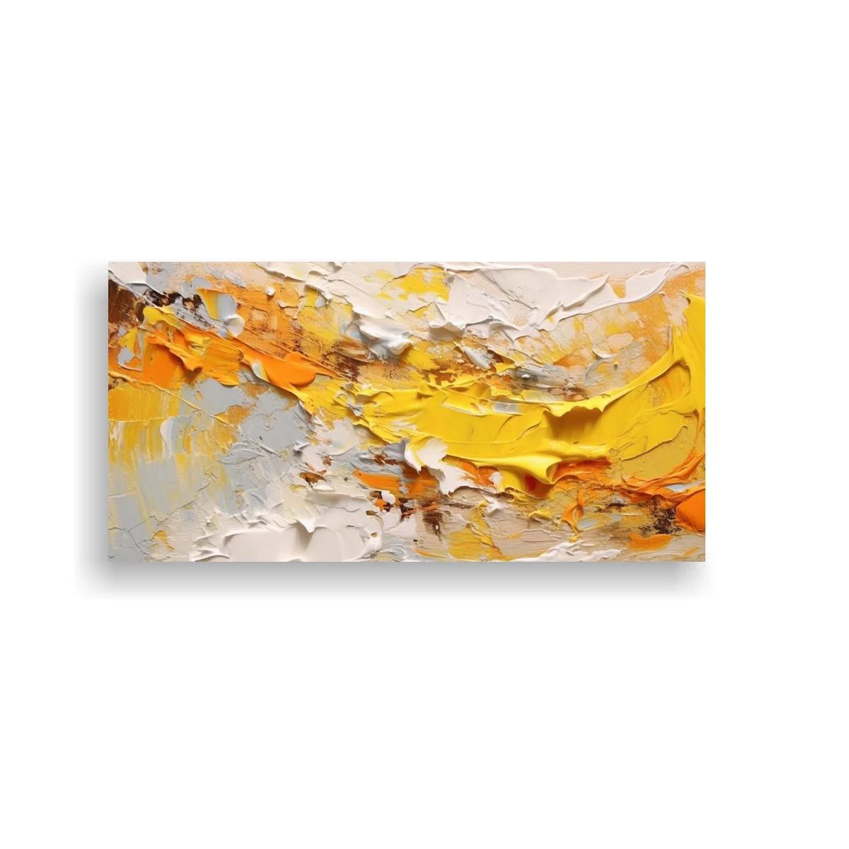 Cuadro textura abstracta en relieve con amarillo dorado y naranja