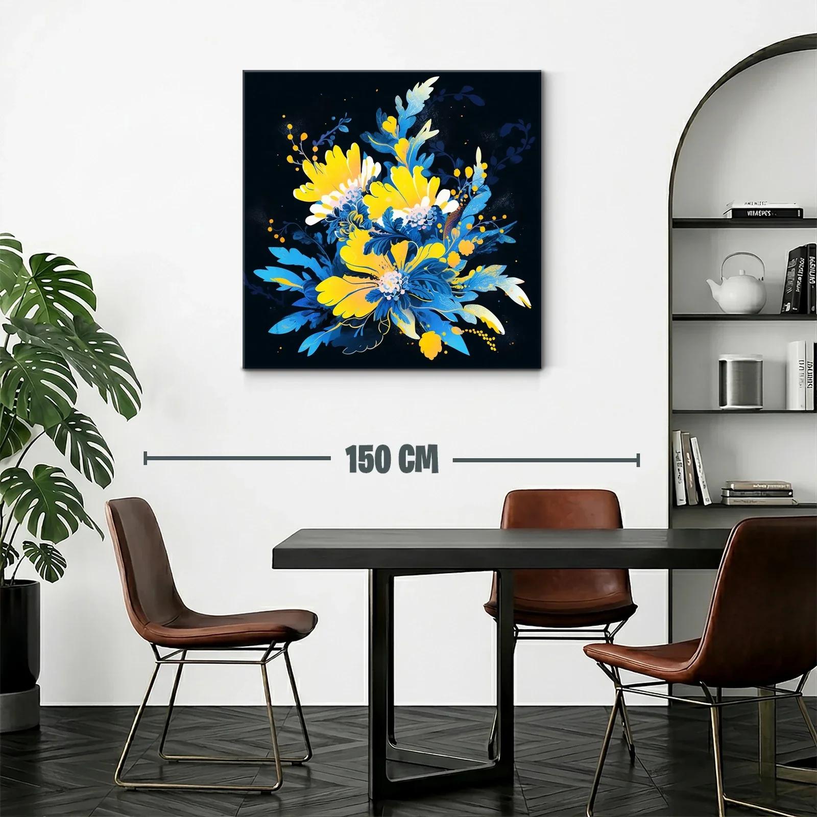 Composición floral vibrante en tonos azul y amarillo — miniatura 2