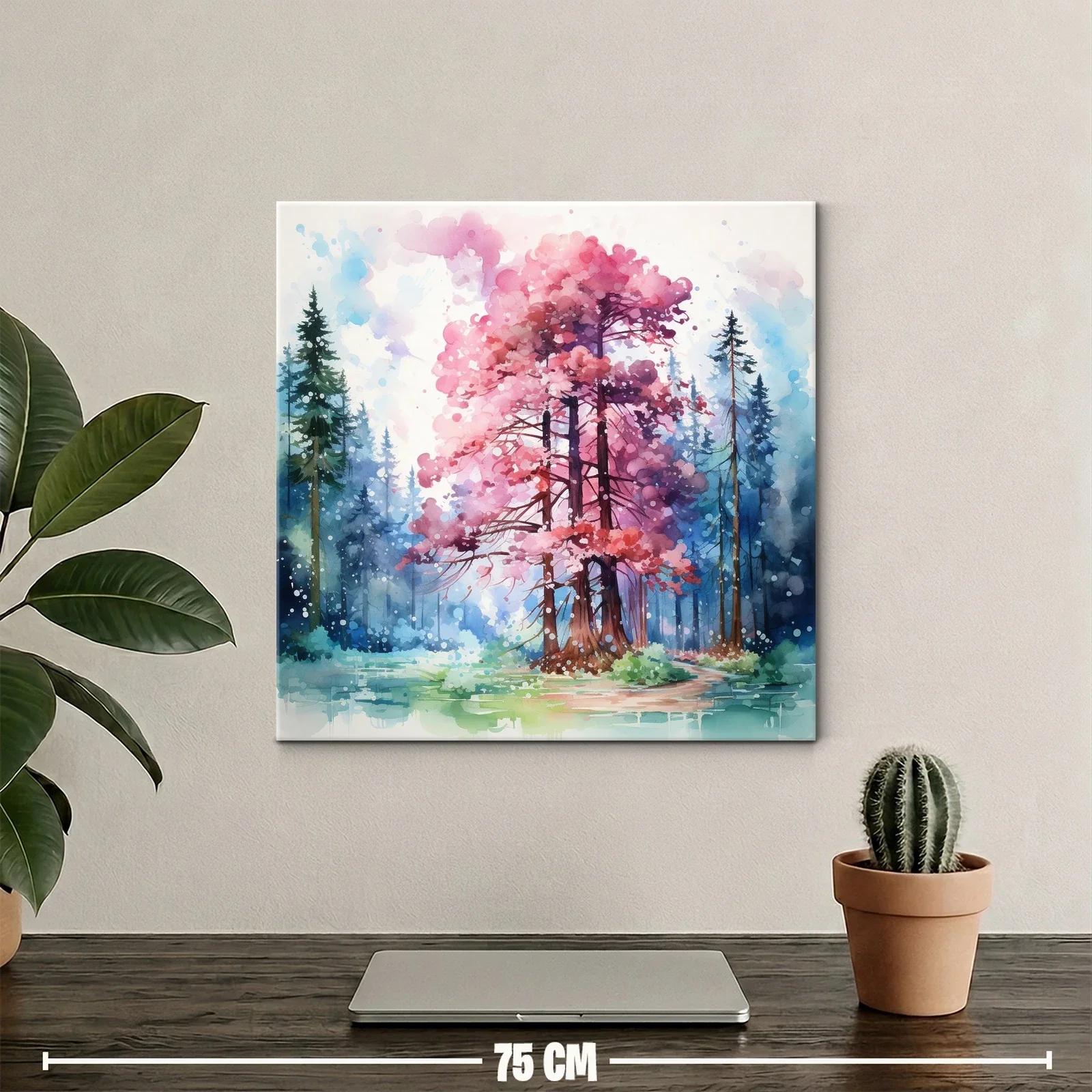 Bosque encantado con árboles en tonos rosas y azules — miniatura 2