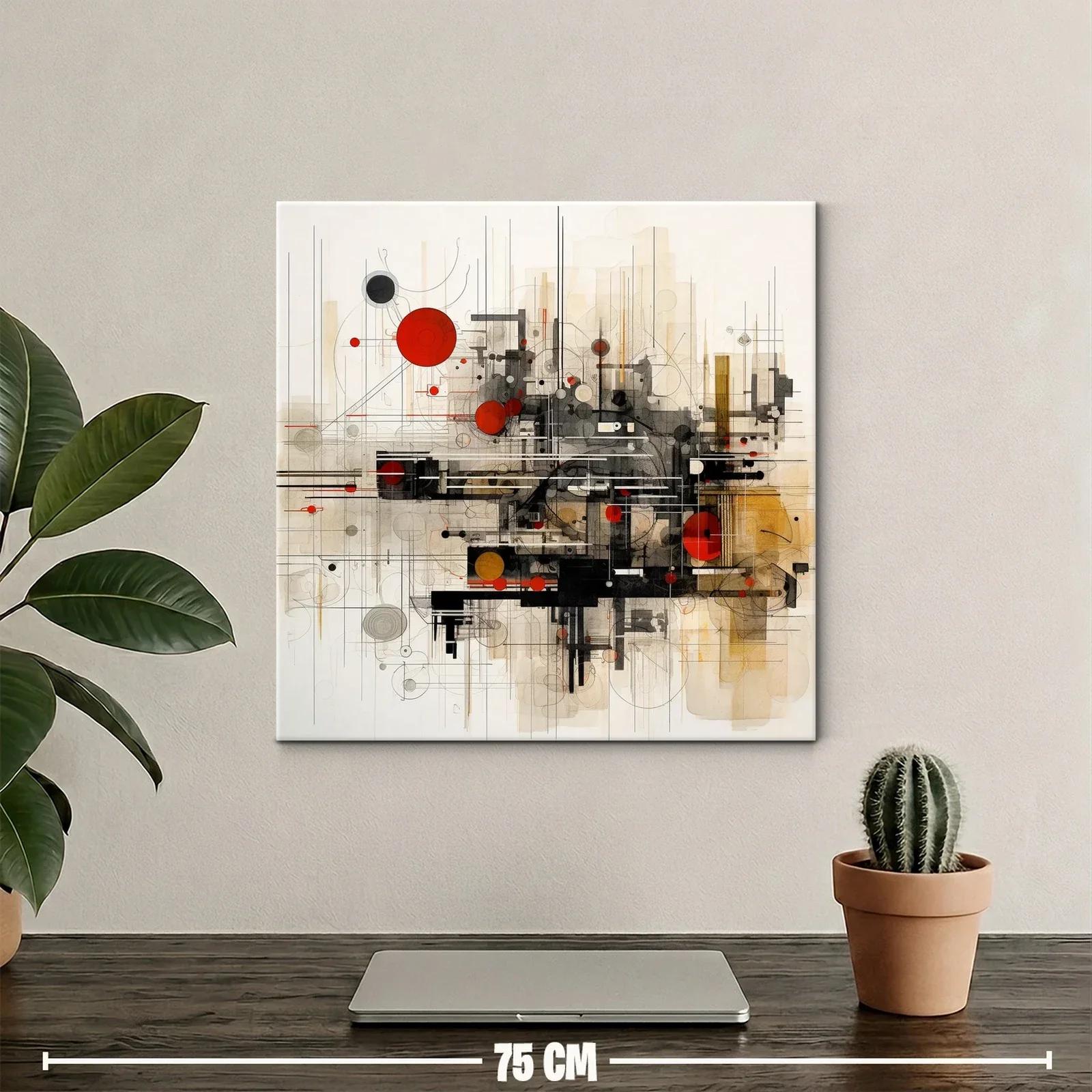 Composición geométrica con toques rojos y negros vibrantes — miniatura 2