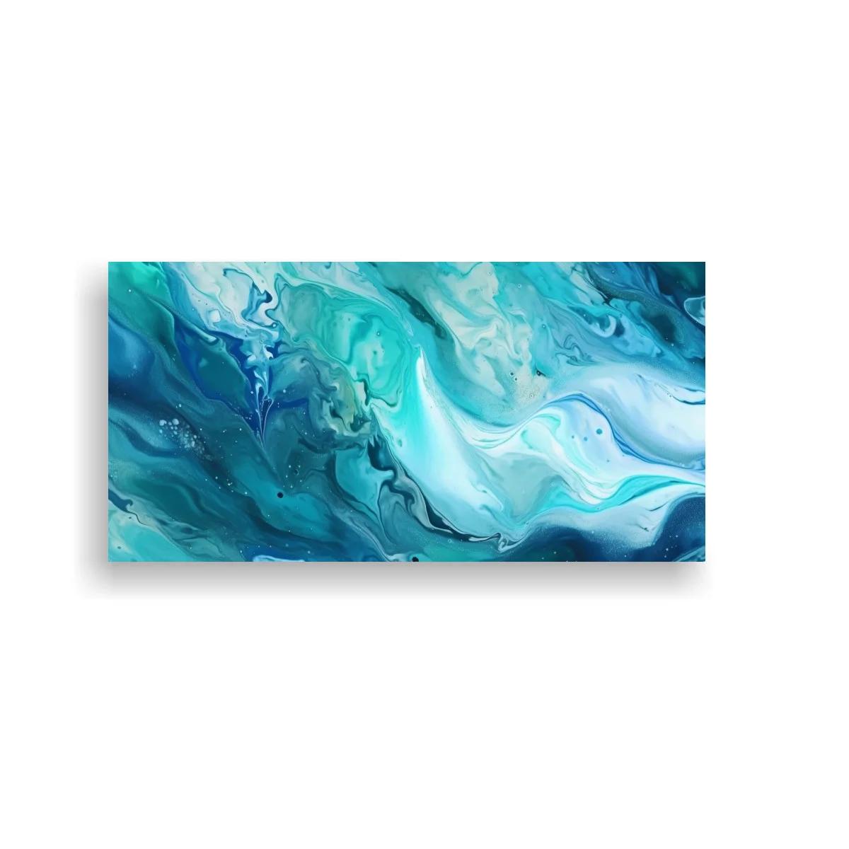 Cuadro olas de agua abstractas con remolinos y vetas turquesa