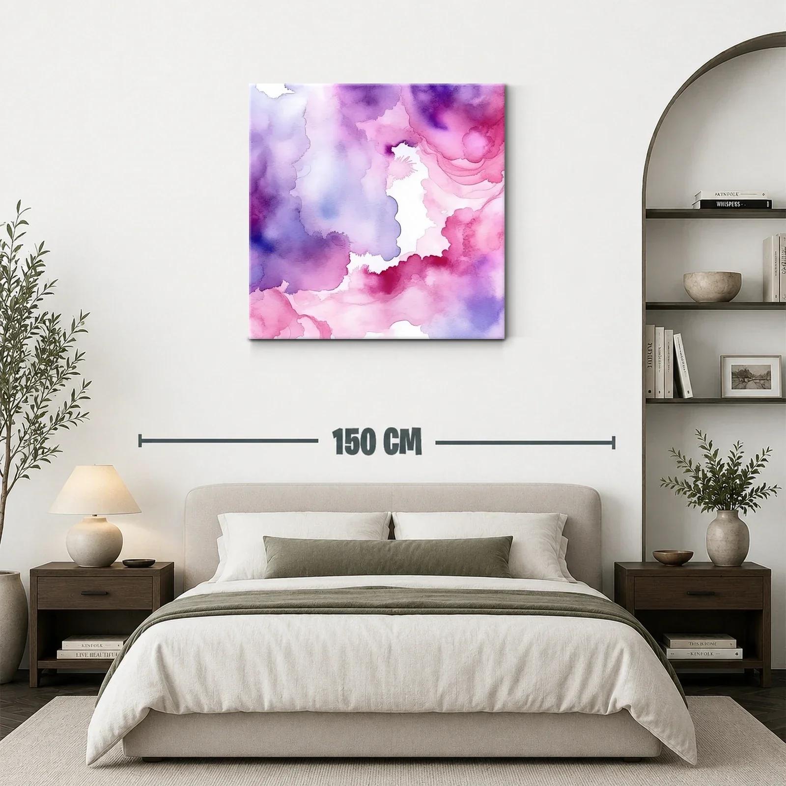 Cuadro abstracto con tonos morados y rosas vibrantes — miniatura 3