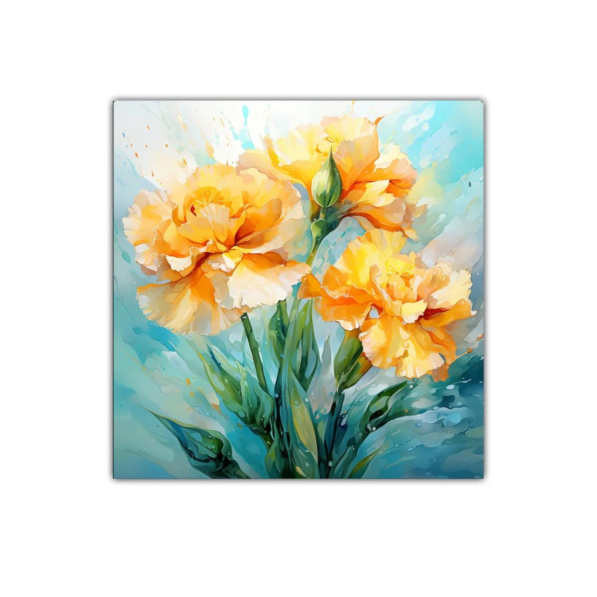 Cuadro decorativo con flores amarillas vibrantes y verdes frescos — imagen principal