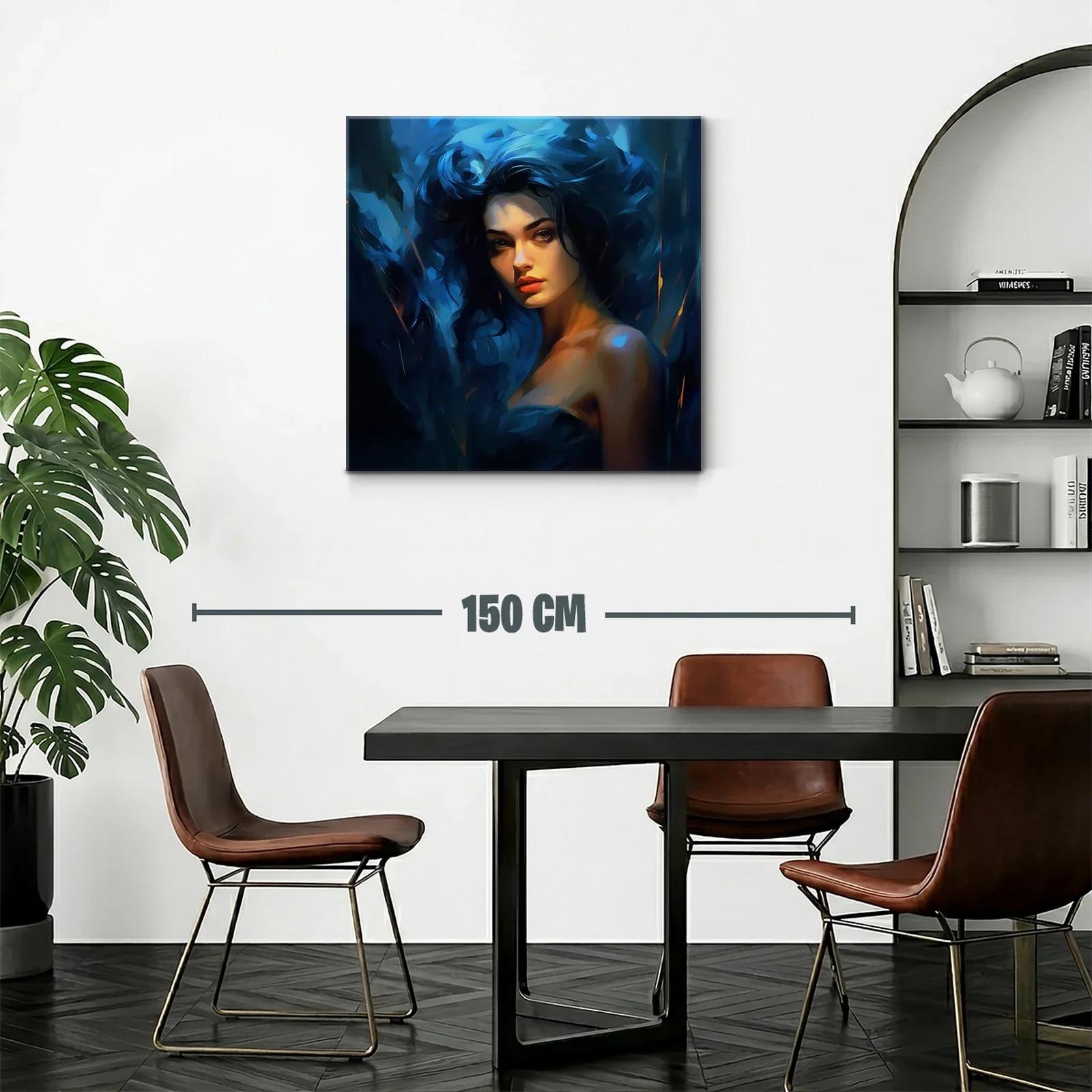 Retrato femenino con luces y sombras en tonos azules — miniatura 2