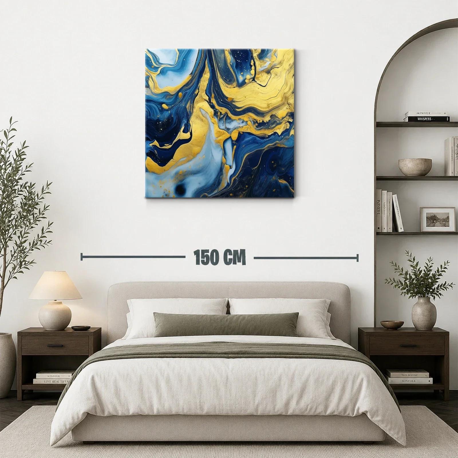 Abstracto en azul y dorado con movimiento fluido y elegante — miniatura 3