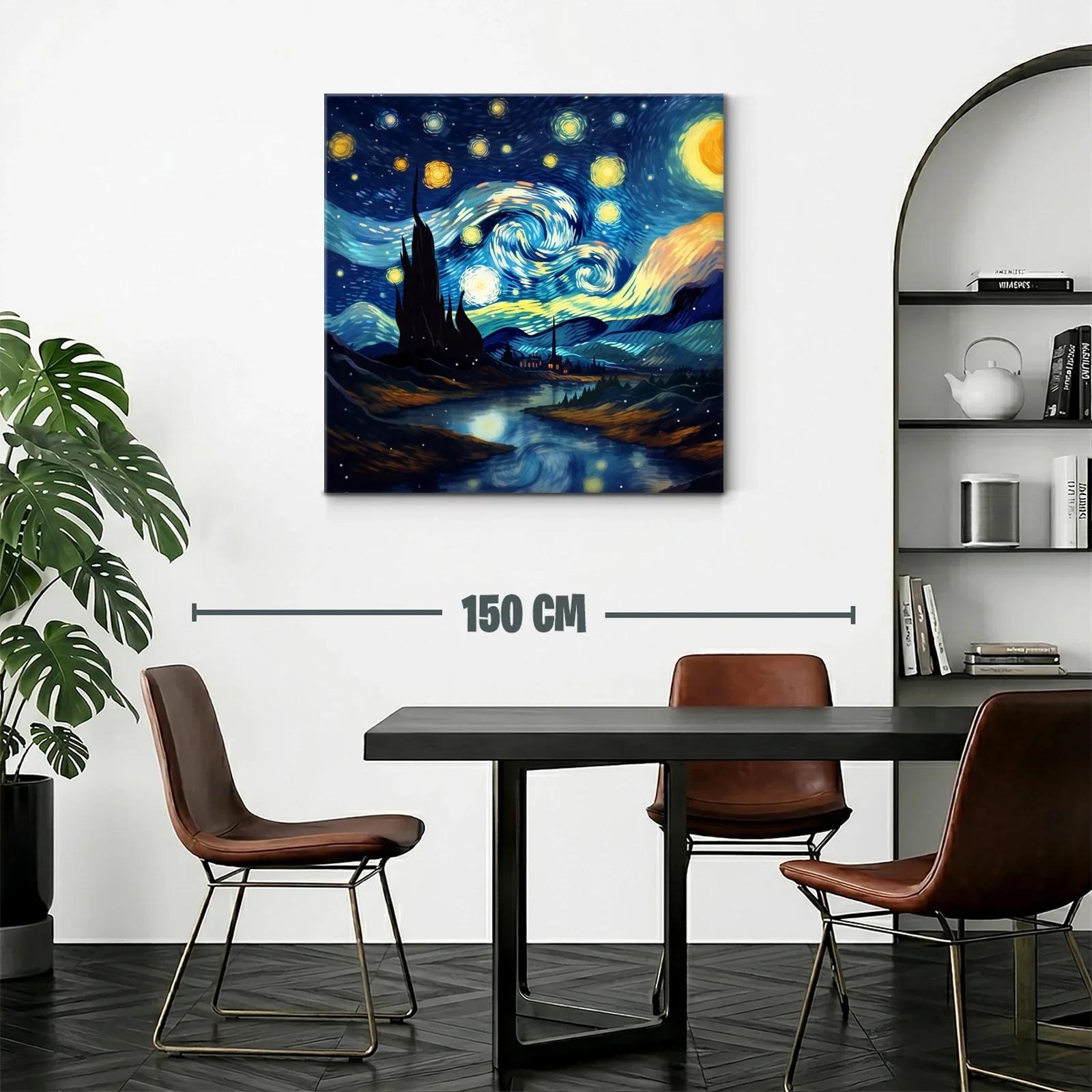Paisaje nocturno con cielo estrellado vibrante y río reflejante — miniatura 2