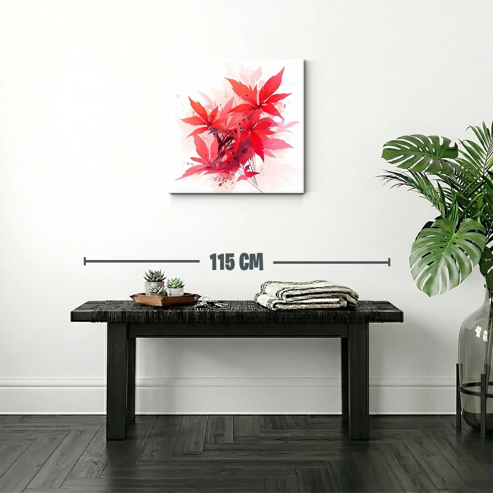 Cuadro con diseño floral en tonos rojos vibrantes y rosados — miniatura 2