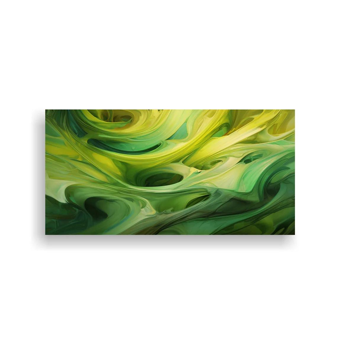 Cuadro remolino abstracto verde y dorado